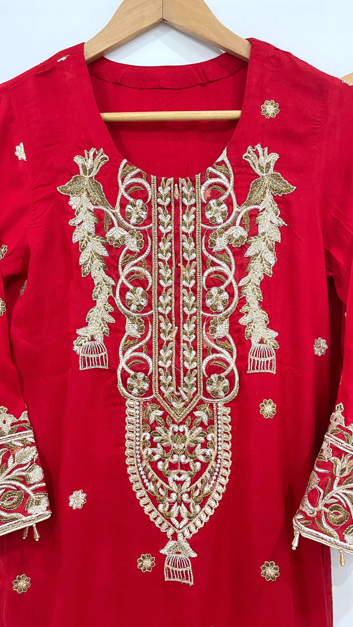 3 Piece ANAYA Inspired Red Embroidered Suit (6600607203512)
