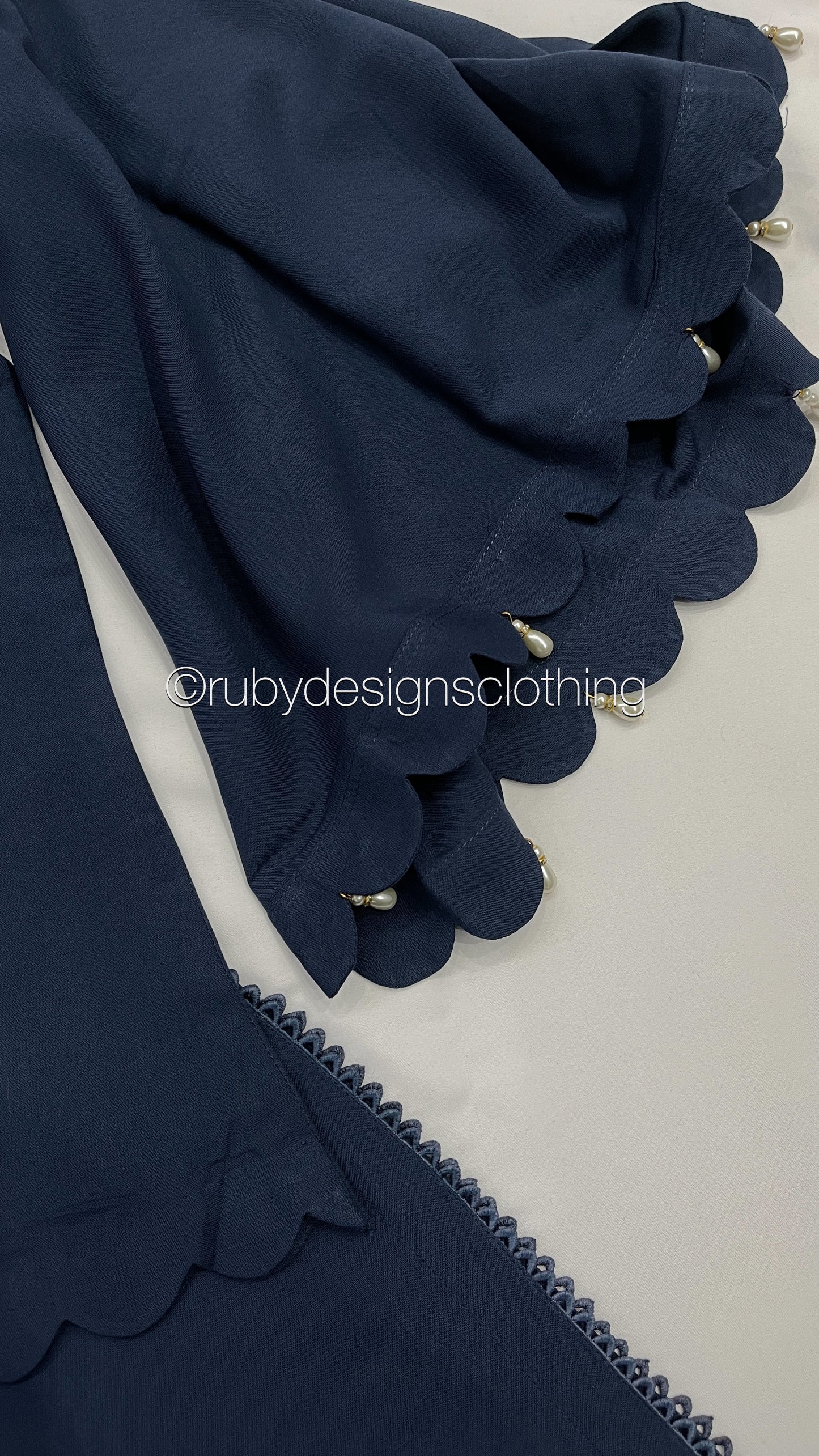 NEELAM - 3 Piece Linen Navy Suit with Shawl (7934795841749)