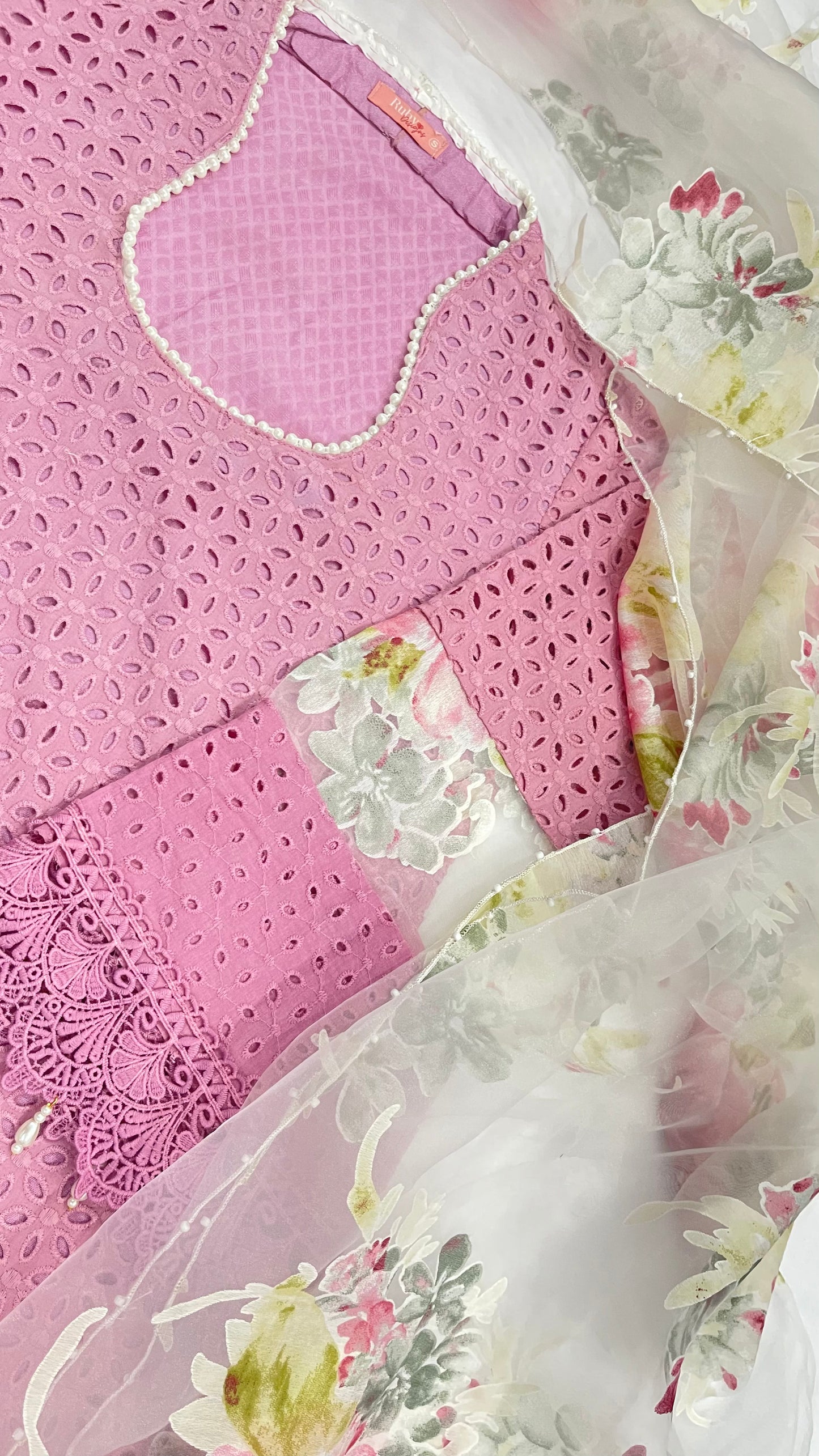 KINZA - 3 Piece Pink Chikankari Suit with Organza Dupatta (6779093909688)