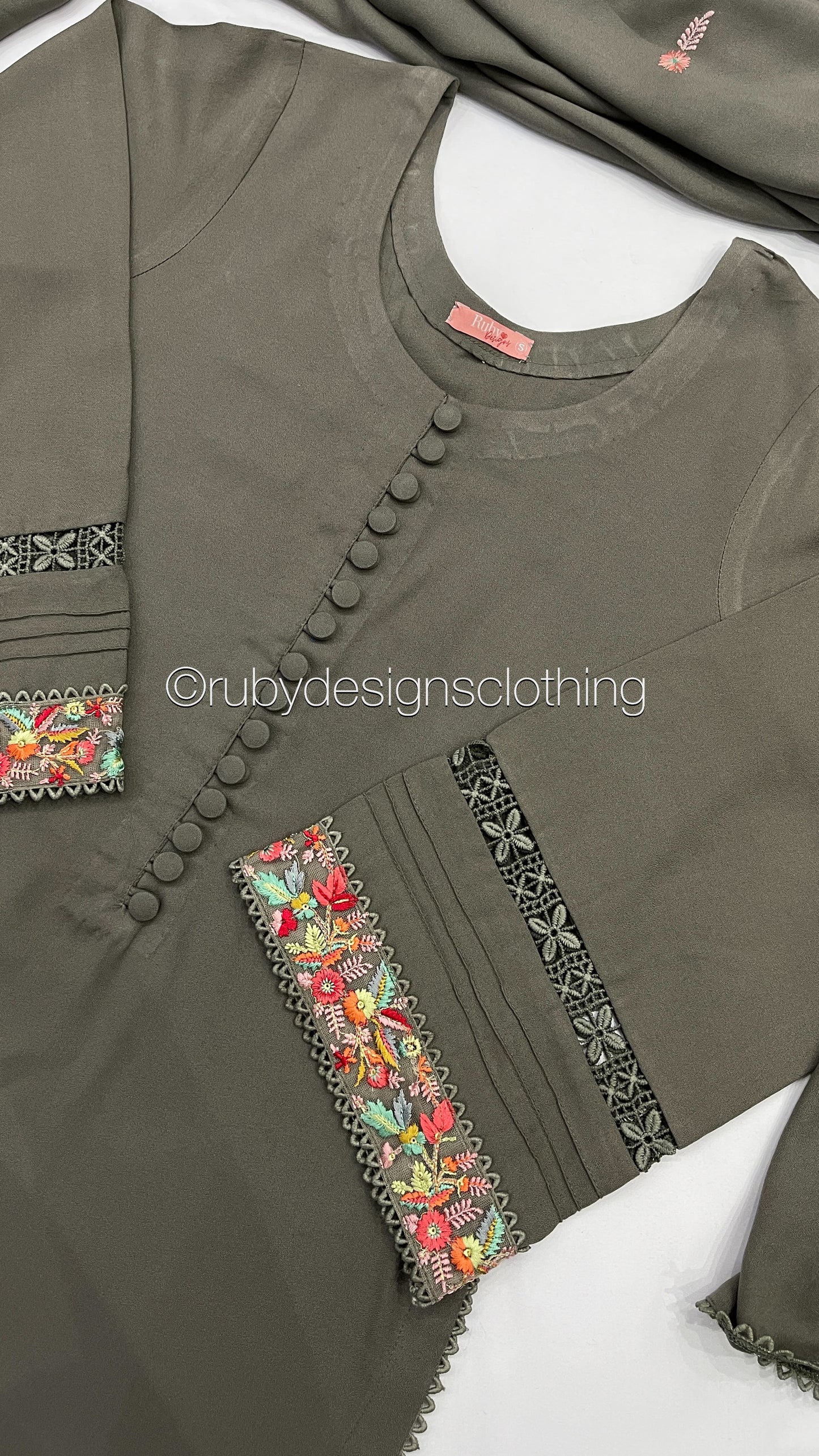 ALISHA - 3 Piece Grey Linen Suit with Shawl (7903130550485)