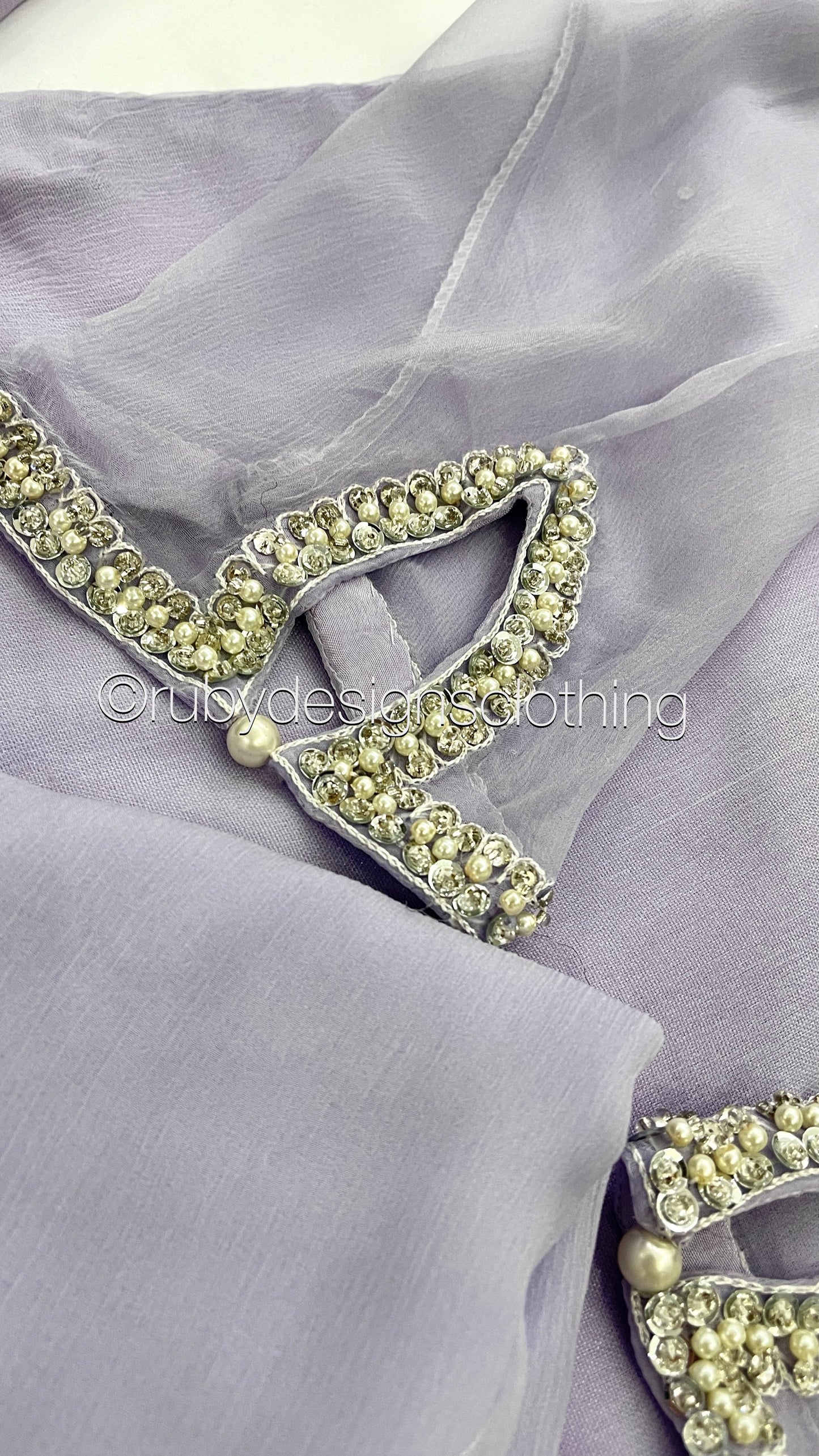 HAYA Lilac - 3 Piece Chiffon Suit with Hand Embellished Neckline (7744247005397)