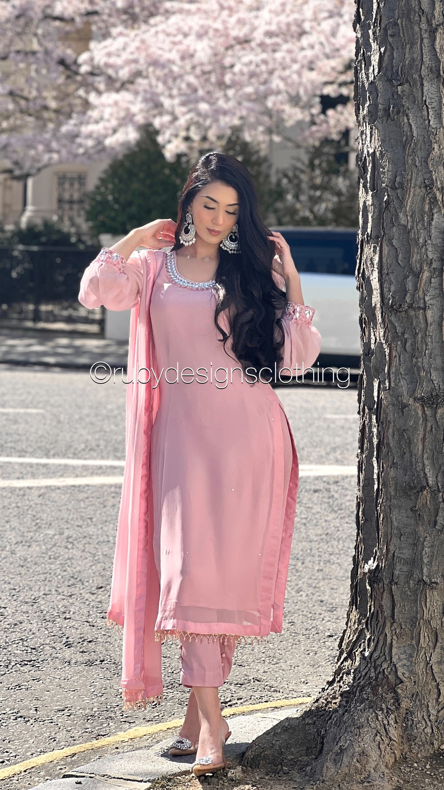 SERENA Pink - 3 Piece Baby Pink Chiffon Suit with Chiffon Dupatta (8025010241749) (8748077875413)