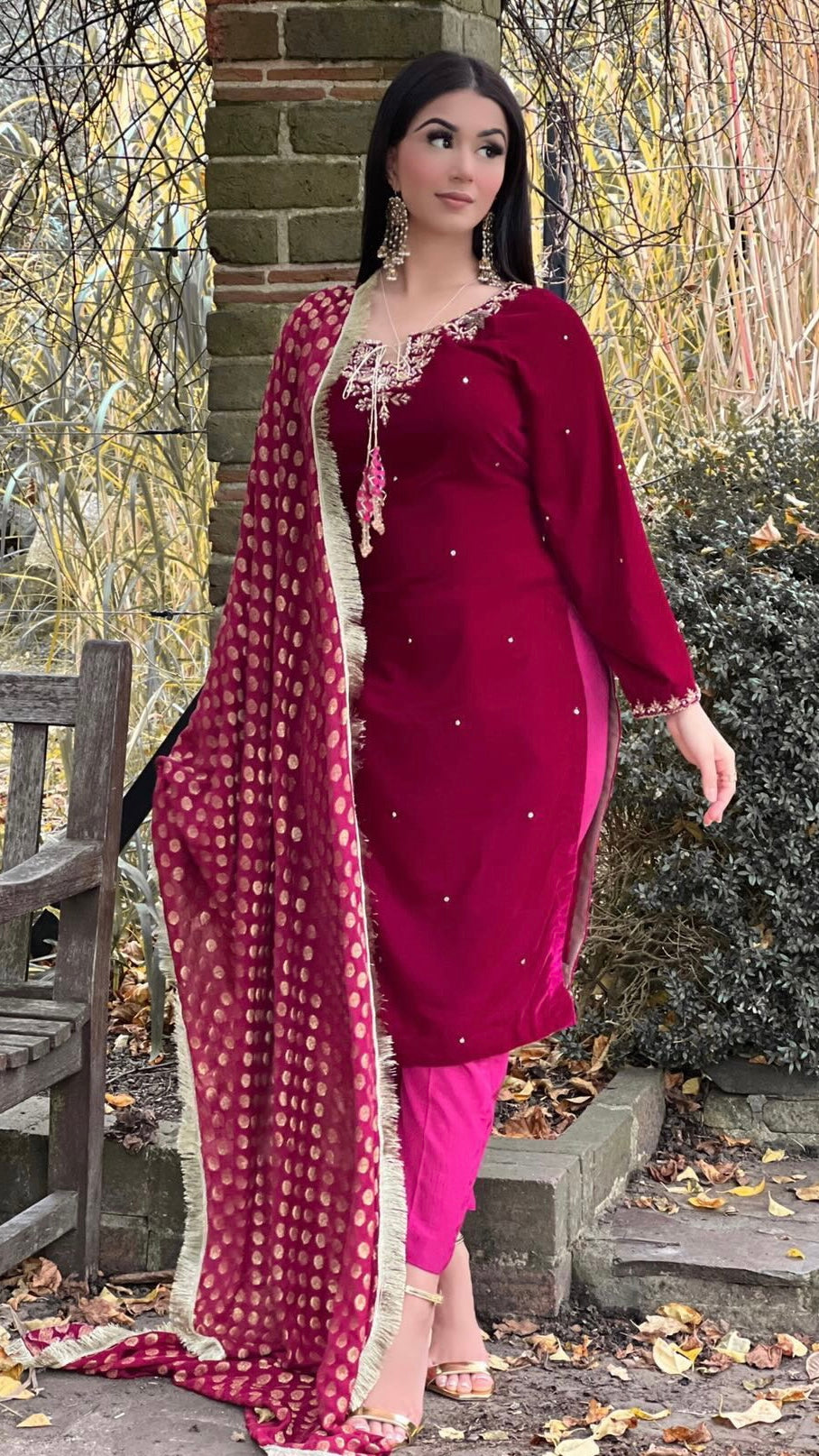AMIRA - 3 Piece Luxury Velvet Suit with Mirror Latkan (7496451752149)