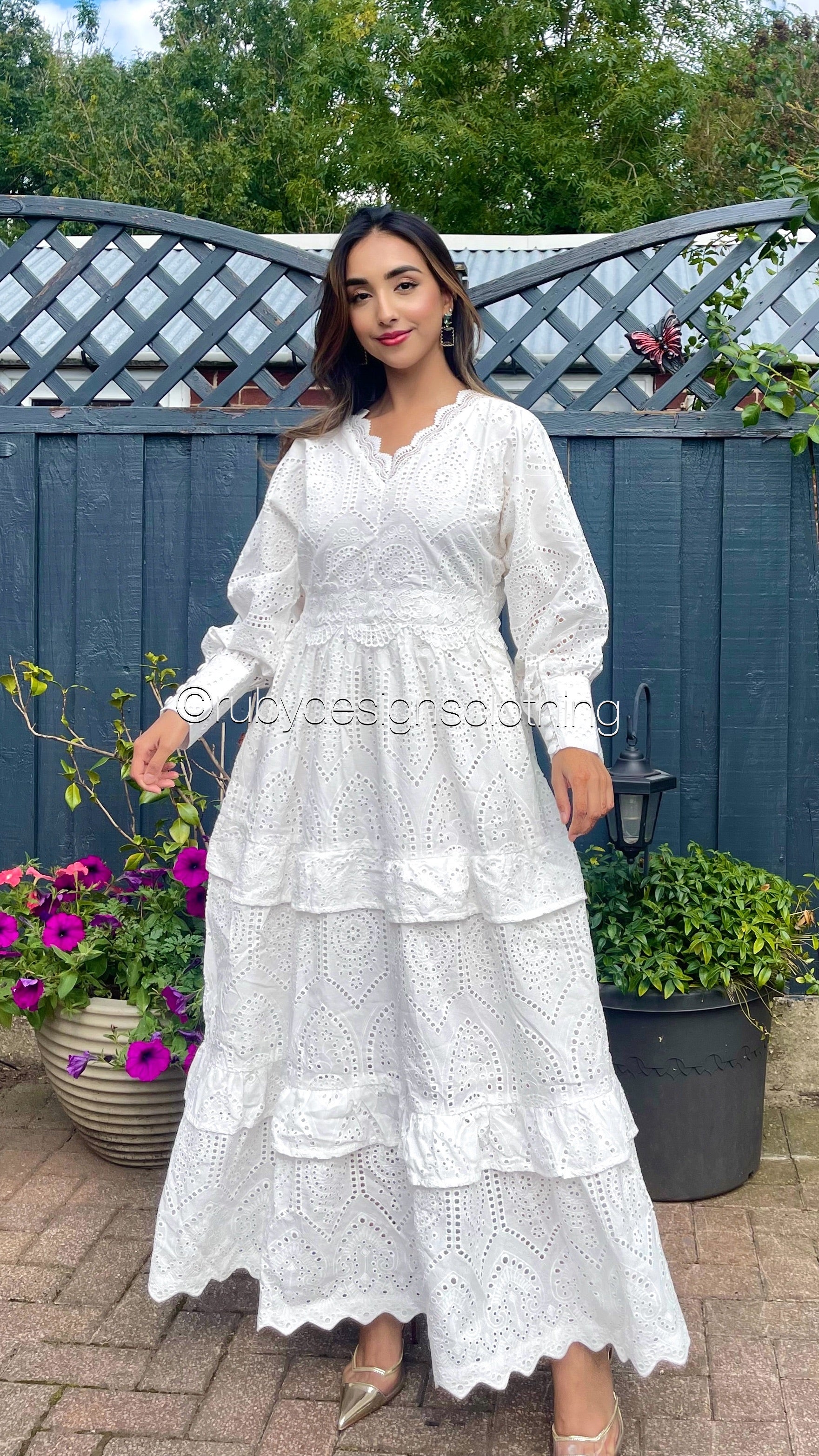 TANYA - White Chikankari Dress (7804161654997)
