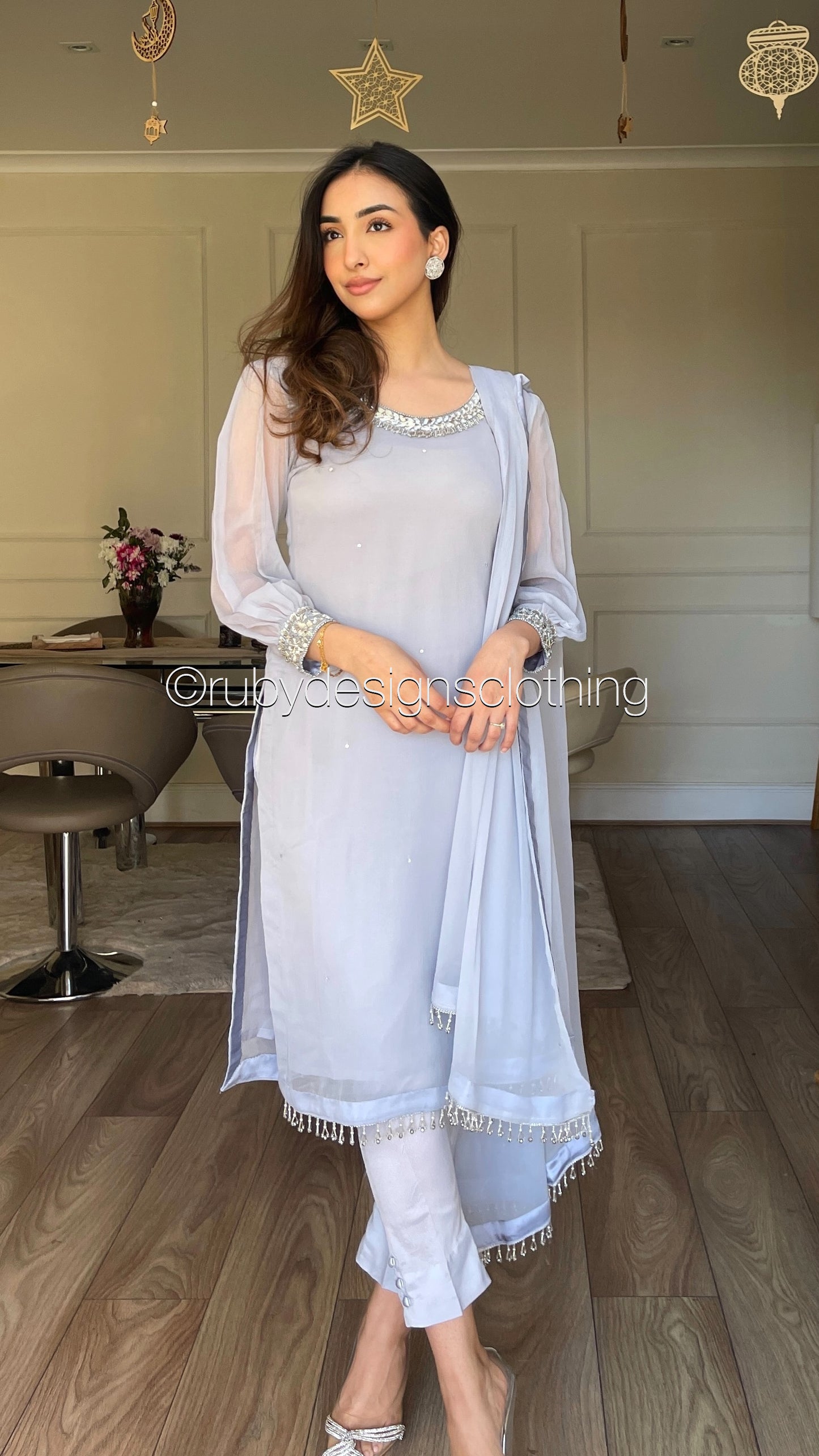 SERENA Grey - 3 Piece Grey Chiffon Suit with Chiffon Dupatta (8025009586389)