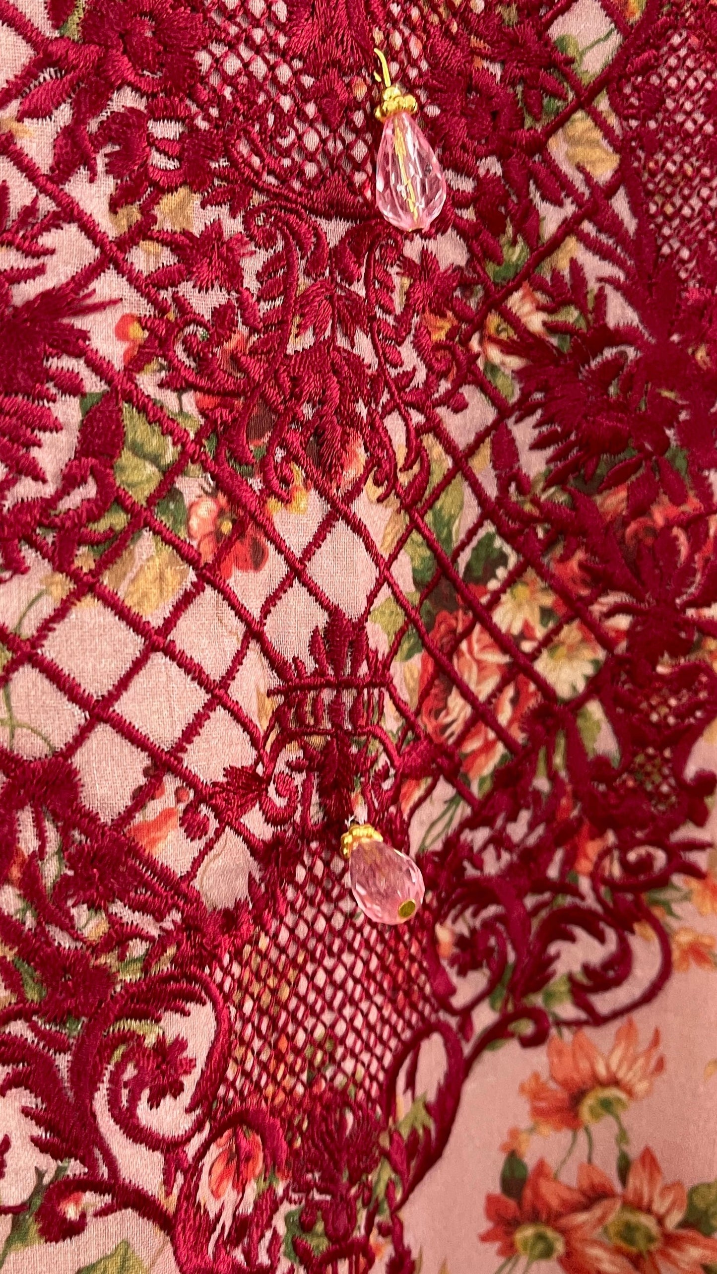 Original Manizay Pink 3 Piece Swiss Lawn Suit with Floral Print (6643671400632)