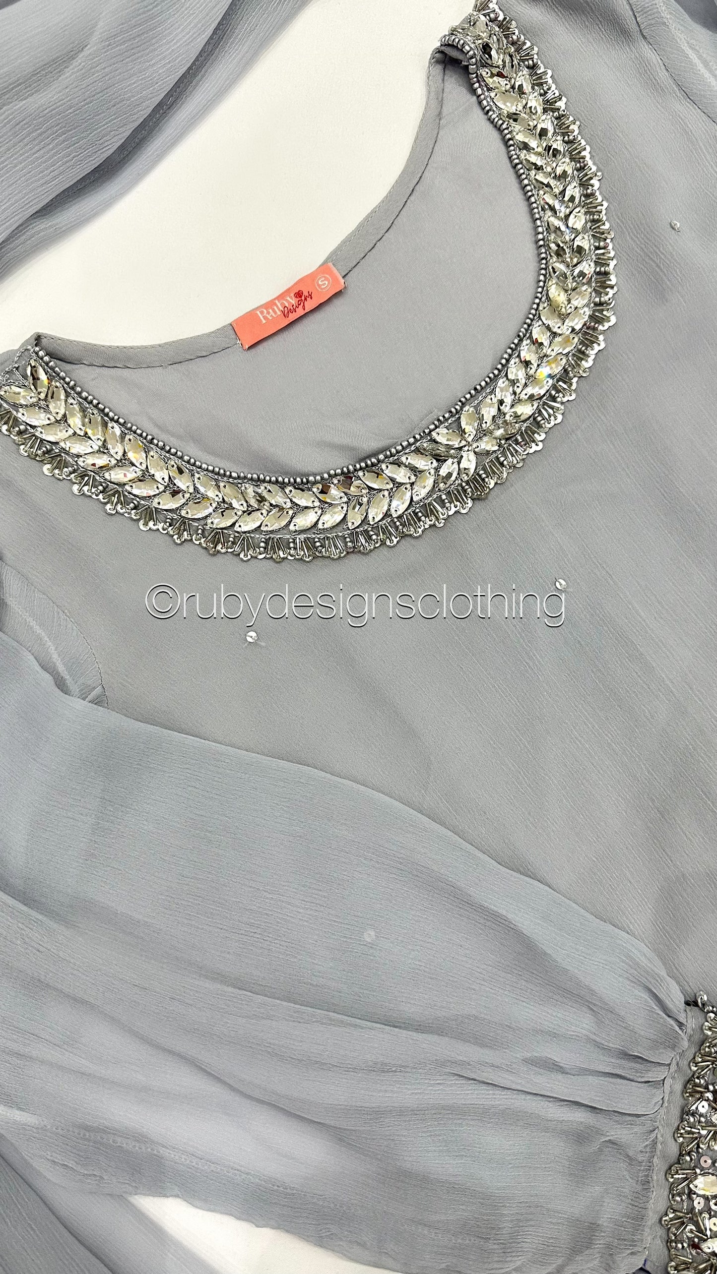 SERENA Grey - 3 Piece Grey Chiffon Suit with Chiffon Dupatta (8025009586389)