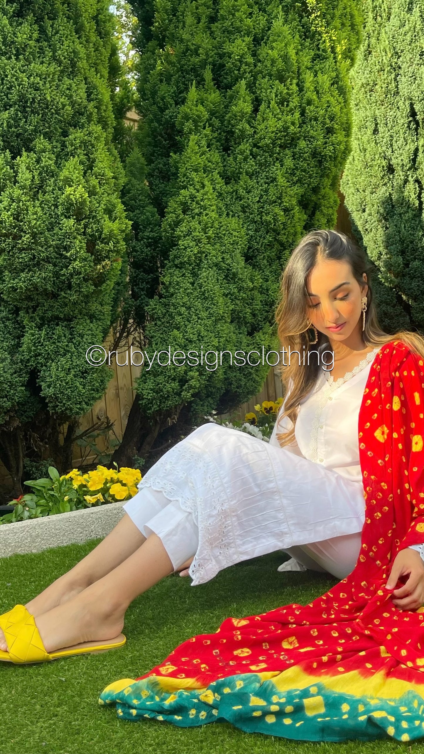 ALIA - 3 Piece White Cotton Lawn Suit with Chunri Dupatta (6771486294200)