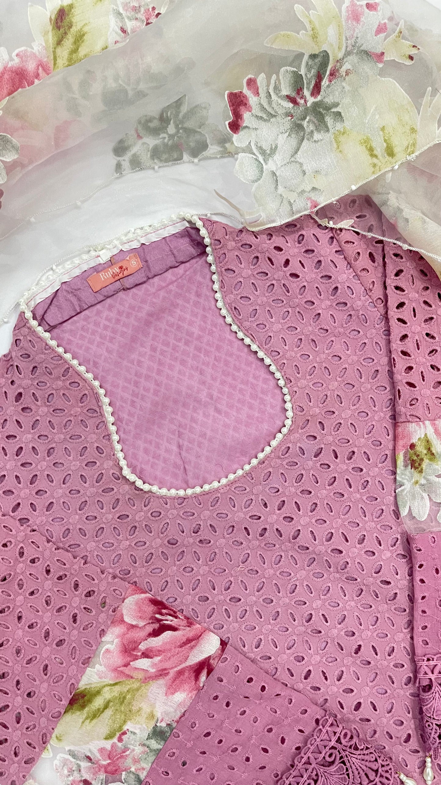 KINZA - 3 Piece Pink Chikankari Suit with Organza Dupatta (6779093909688)