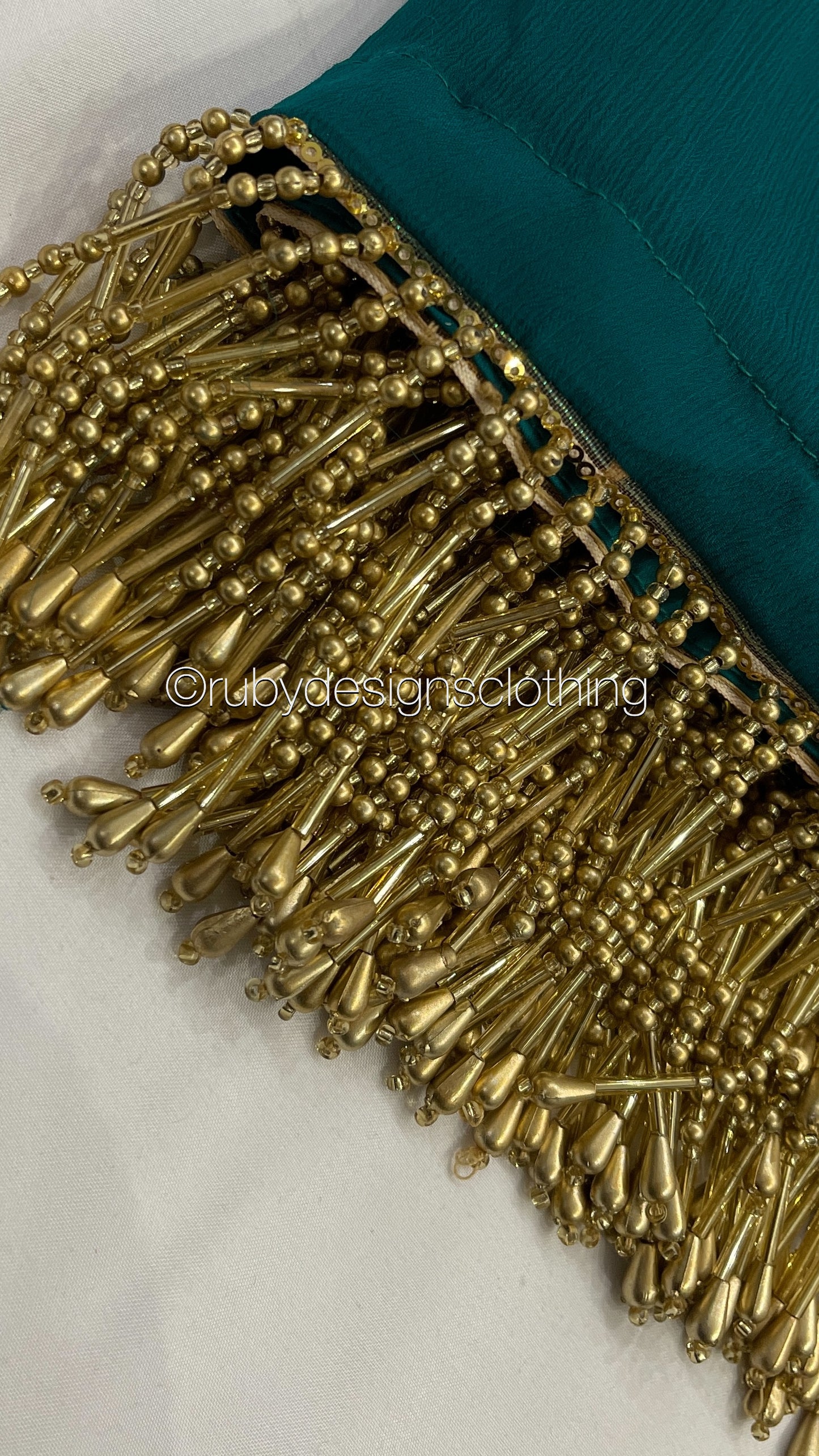LIMITED EDITION HAYA Deep Sea Green - 3 Piece Chiffon Suit with Hand Embellished Neckline (7914318266581) (8748083511509)