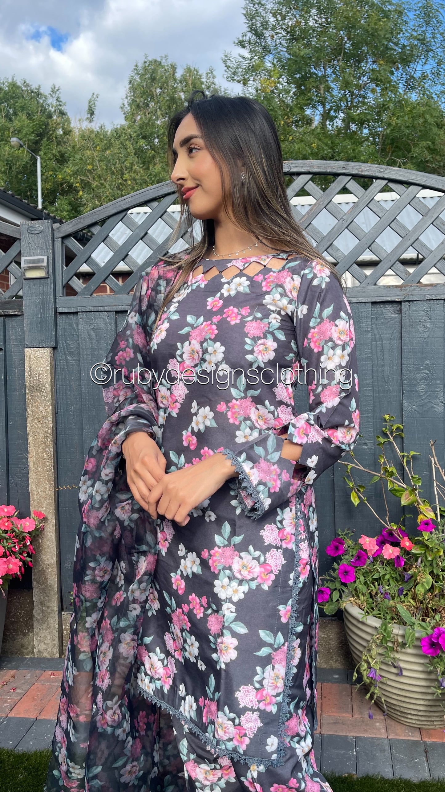 SIDRA - 3 Piece Charcoal Grey/Black Floral Print Swiss Lawn Suit (7852522963157) (8747709399253)