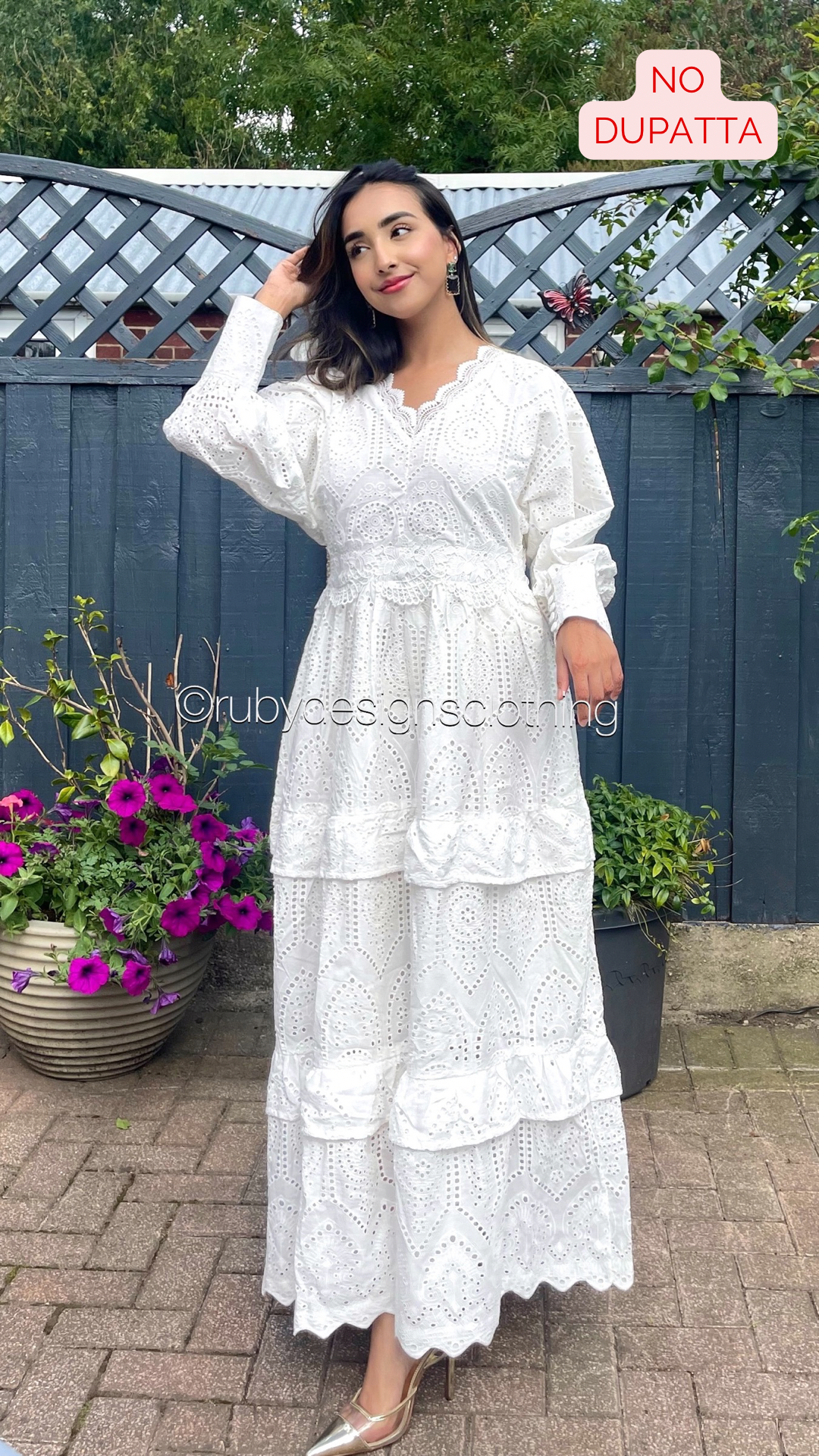 TANYA - White Chikankari Dress (7804161654997)