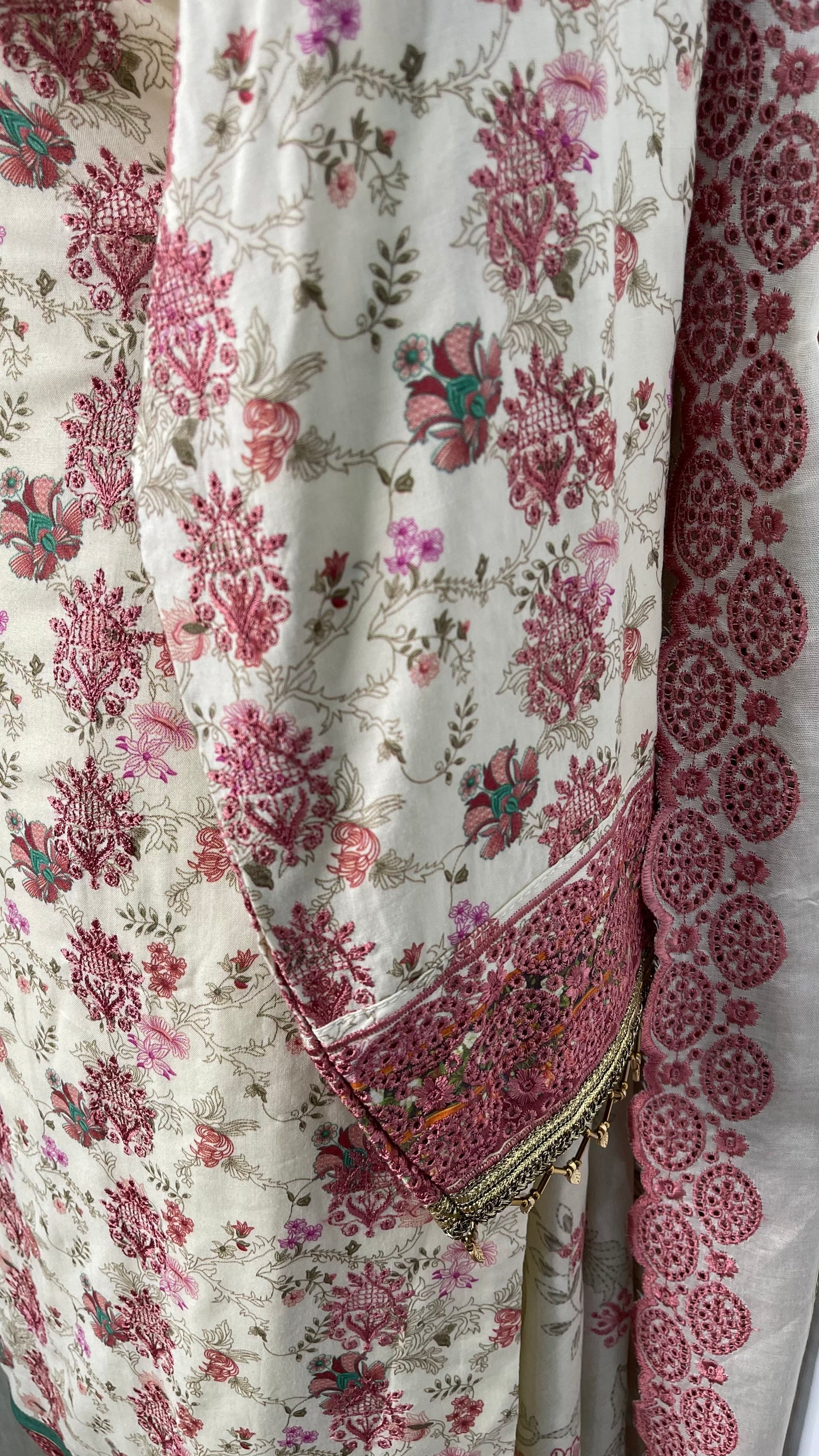 Original Kesarin by Riaz Arts Pink Floral Stitched Digital Viscose and Embroidered Suit
