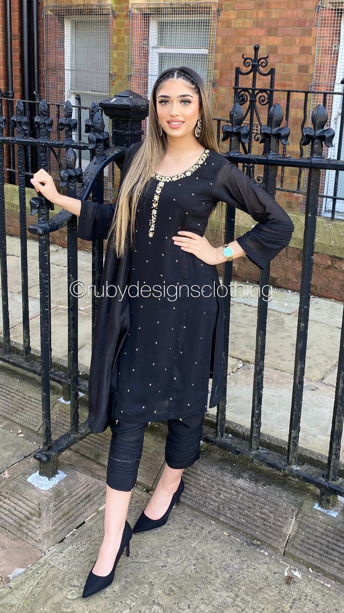 SHARIYA - 3 Piece Black Chiffon Suit (6636121096376)