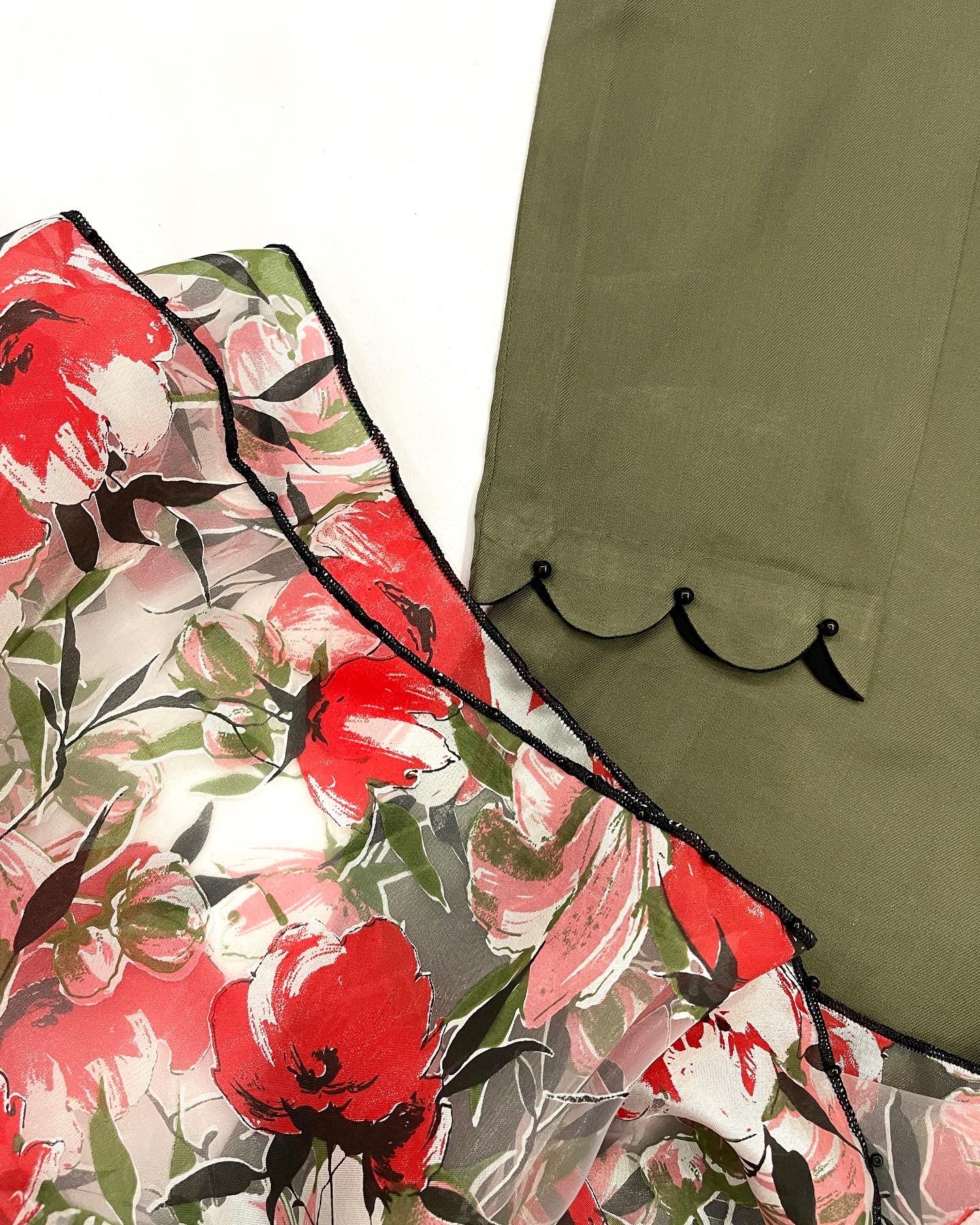 ALISHBA - 3 Piece Khaki Marina Suit with Floral Print Organza Dupatta (7540892795093)