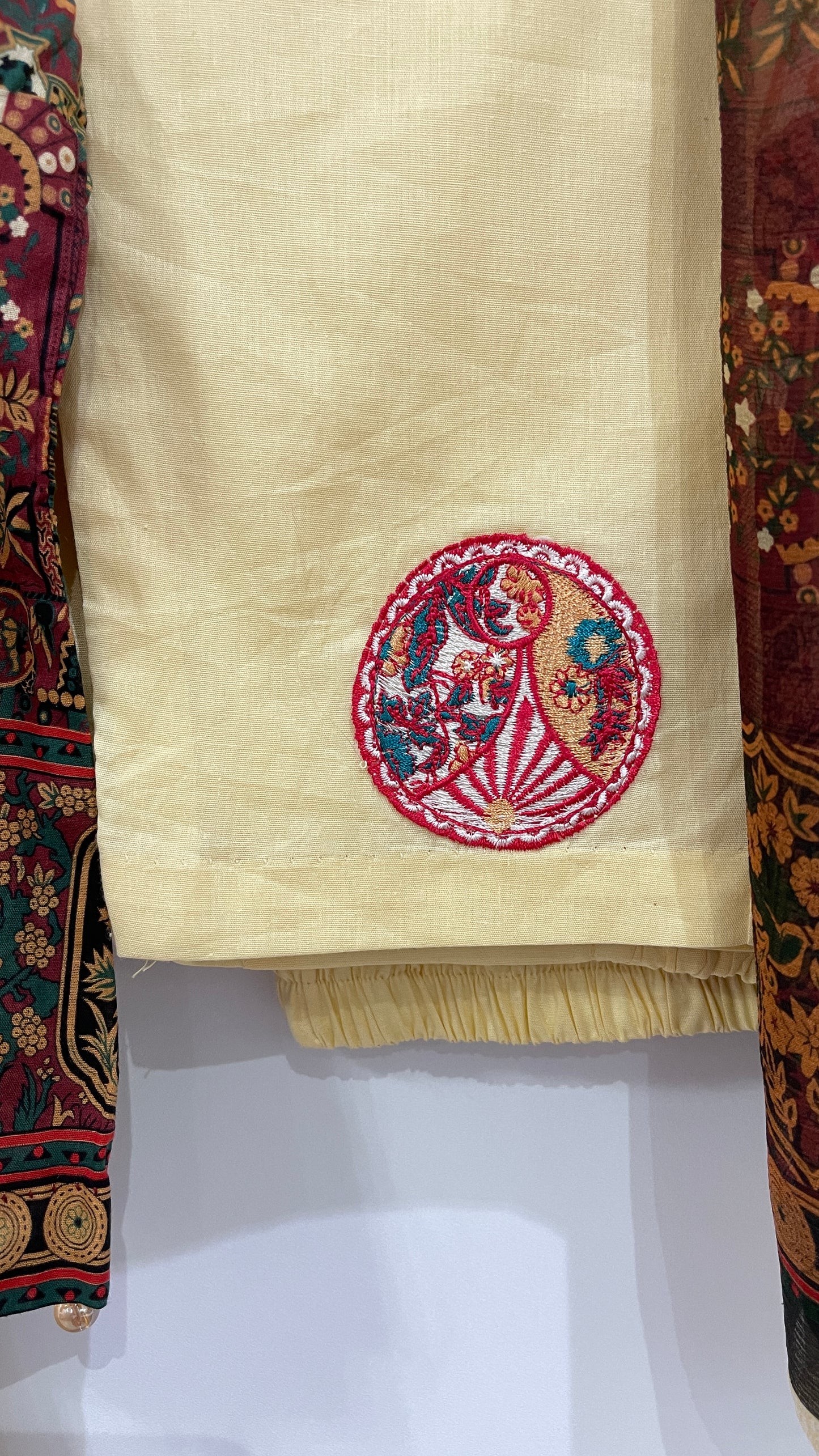 Original KHAS 3 Piece Beige Lawn Suit with Printed Chiffon Dupatta (7874282520789)