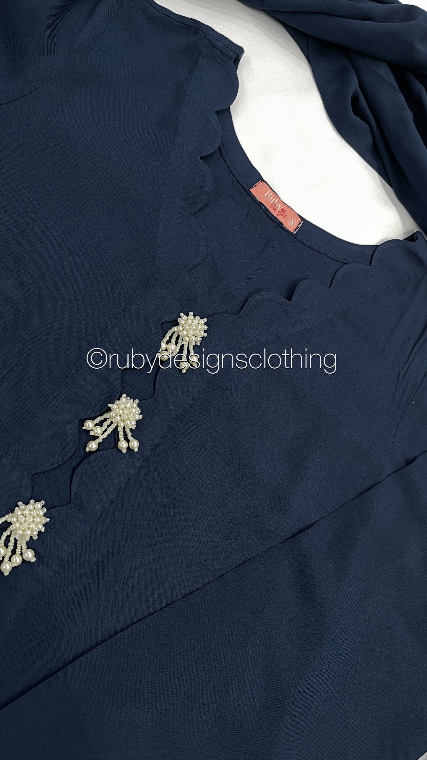 NEELAM - 3 Piece Linen Navy Suit with Shawl (7934795841749)