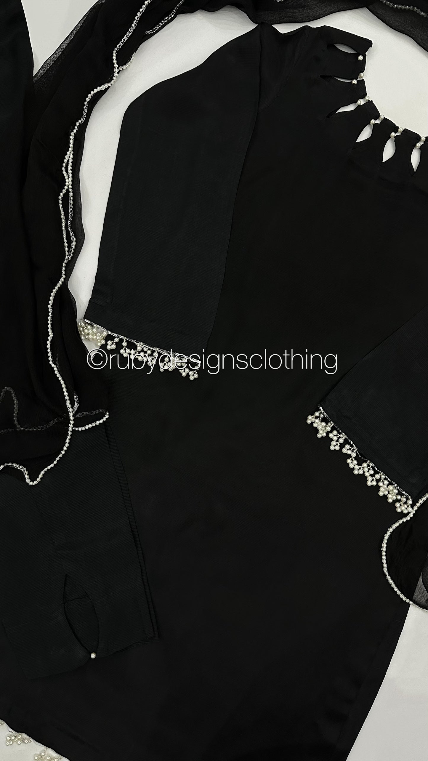 AMELIA Black - 3 Piece Raw Silk Suit with Loop Cutout Neck (8020413219029)