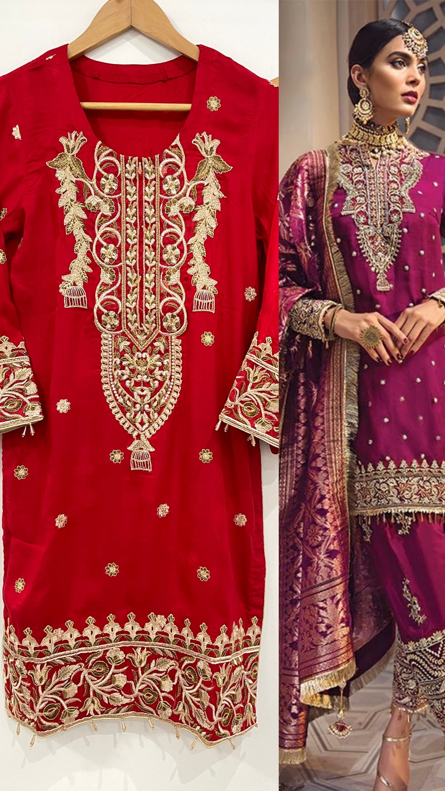 3 Piece ANAYA Inspired Red Embroidered Suit (6600607203512)