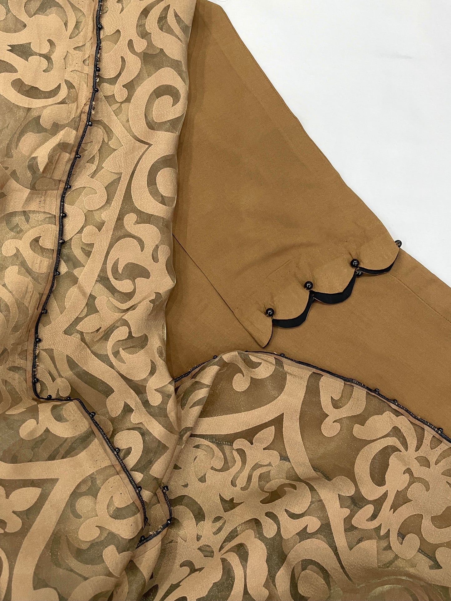 HIBAH - 3 Piece Brown Linen Suit with Printed Organza Dupatta (7472416882901)