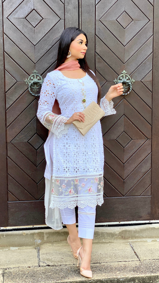 AARA - 3 Piece Chikankari Suit with Mirrors (6859708563640)