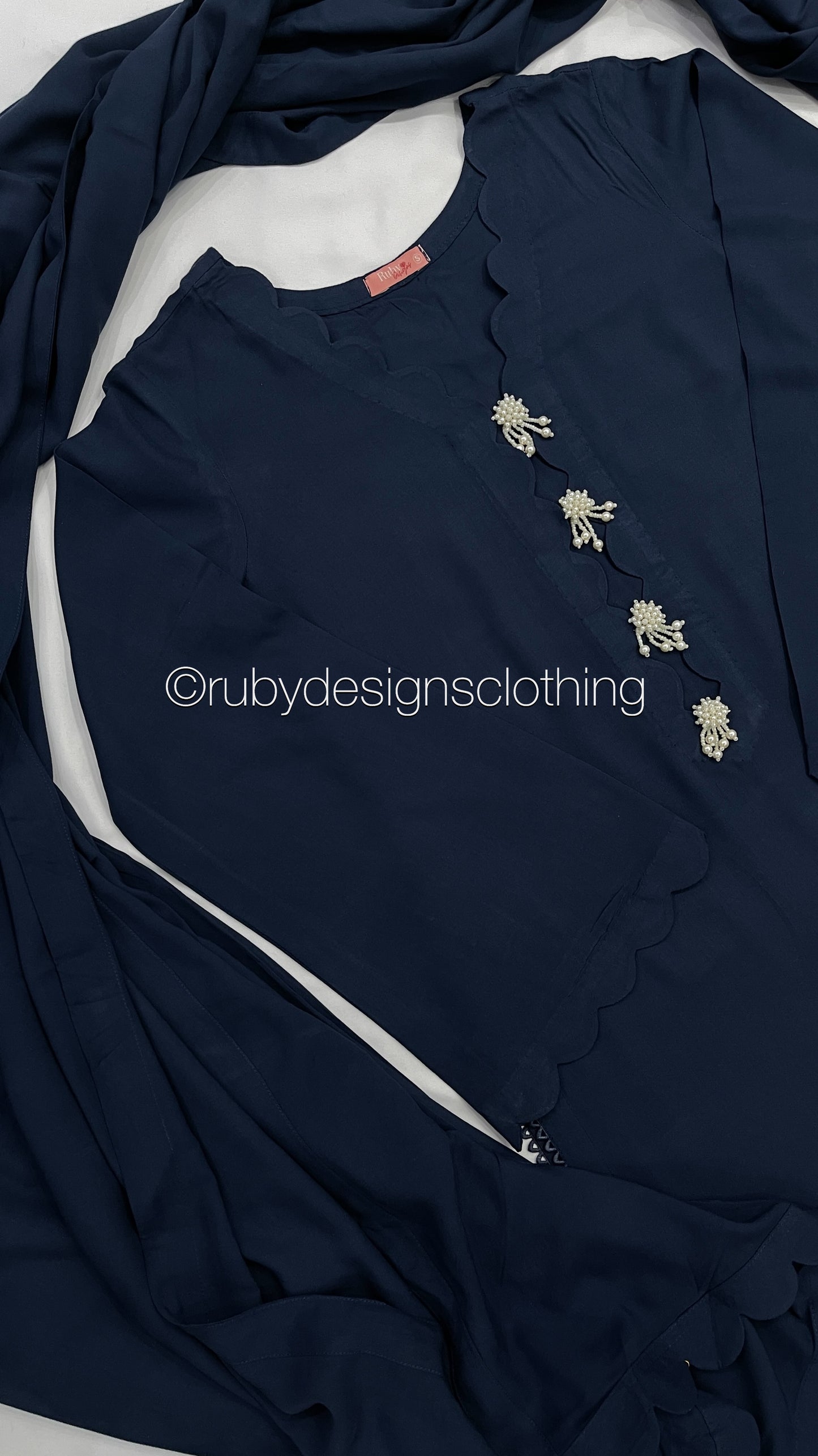 NEELAM - 3 Piece Linen Navy Suit with Shawl (7934795841749)