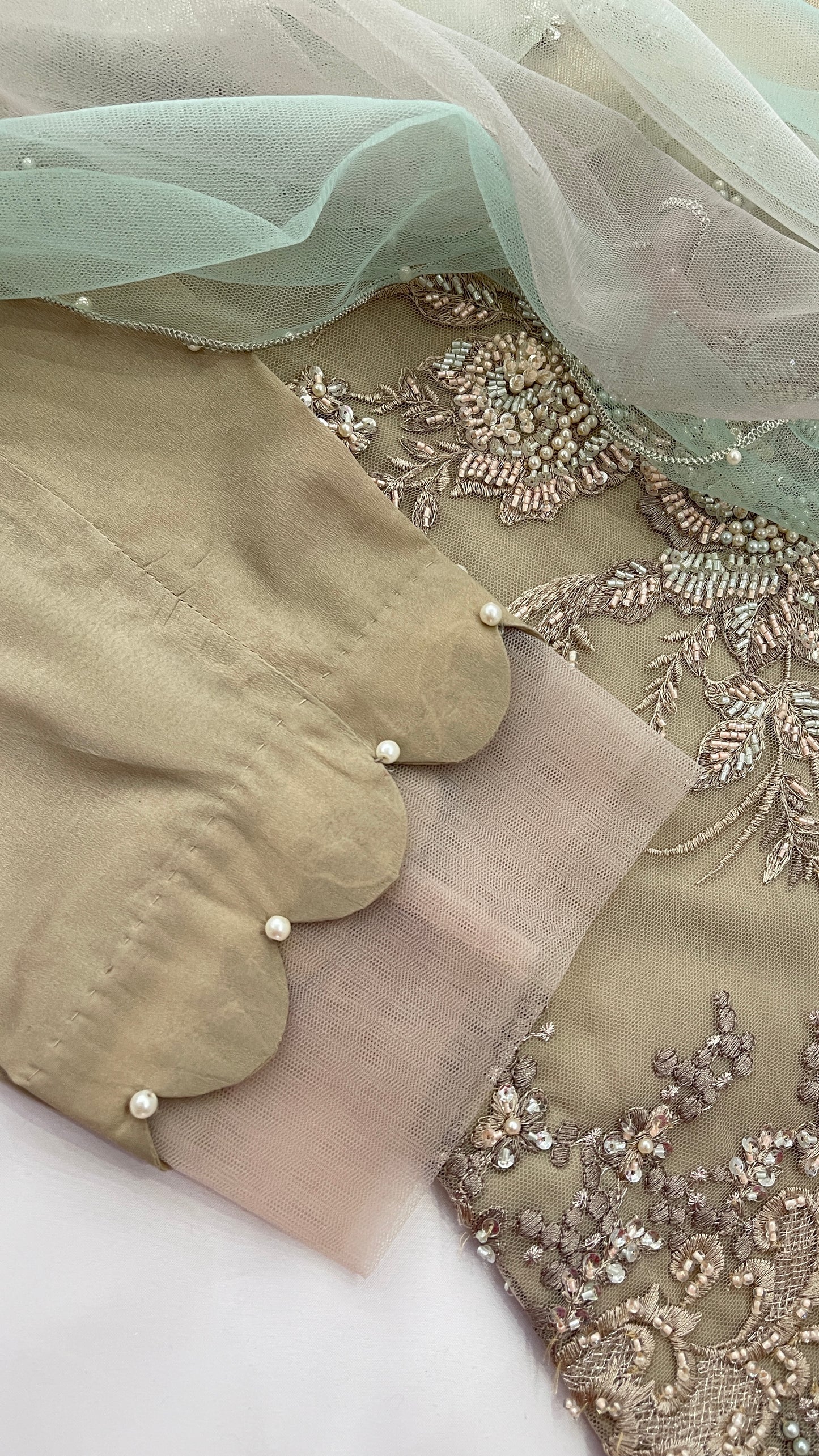 AISHA - Tan/Light Brown 3 Piece Heavy Embroidered Net Suit with Ombré Net Dupatta (7674340311253)