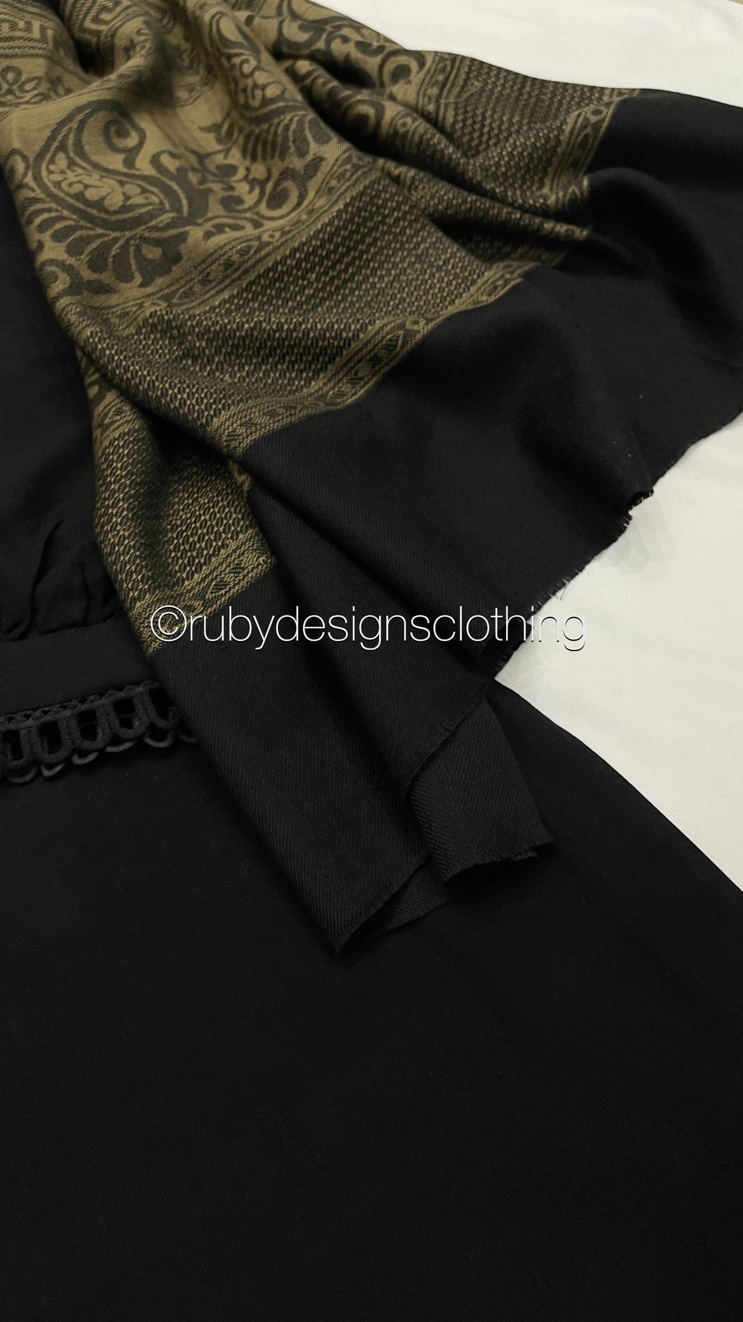 AMBER - 3 Piece Black Linen Suit with Shawl (7902913528021) (8747711234261)