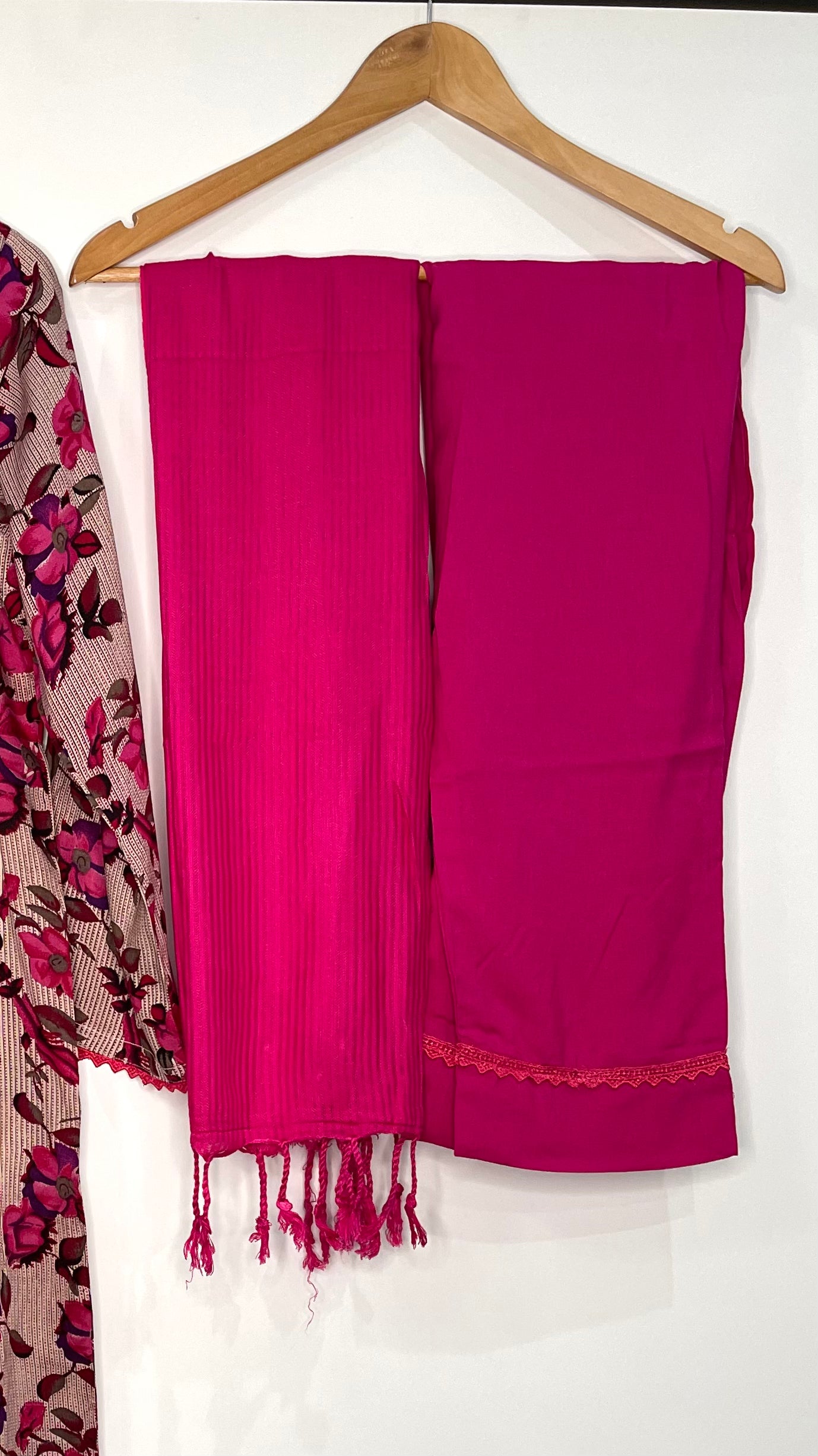 Pink 3 Piece Linen Floral Print Dress (6577919852728)