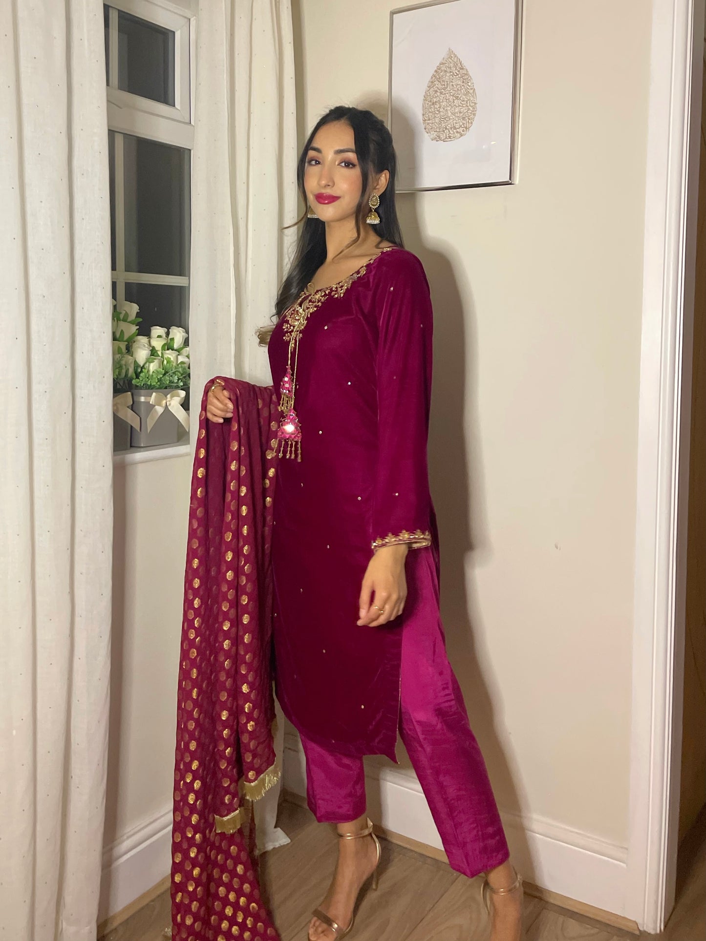 AMIRA - 3 Piece Luxury Velvet Suit with Mirror Latkan (7496451752149)