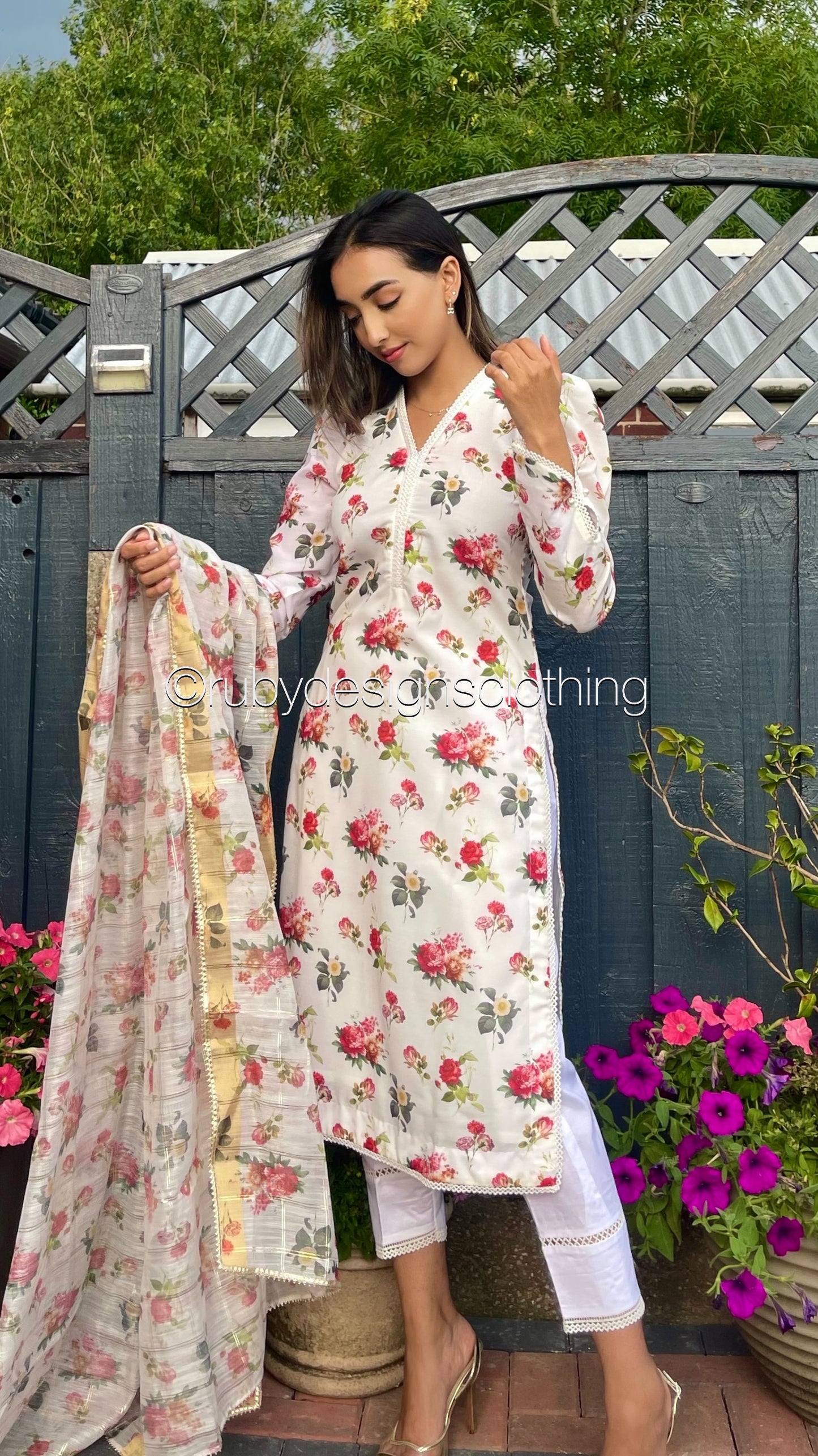 HALA - 3 Piece White Floral Print Swiss Lawn Suit (7852494979285)