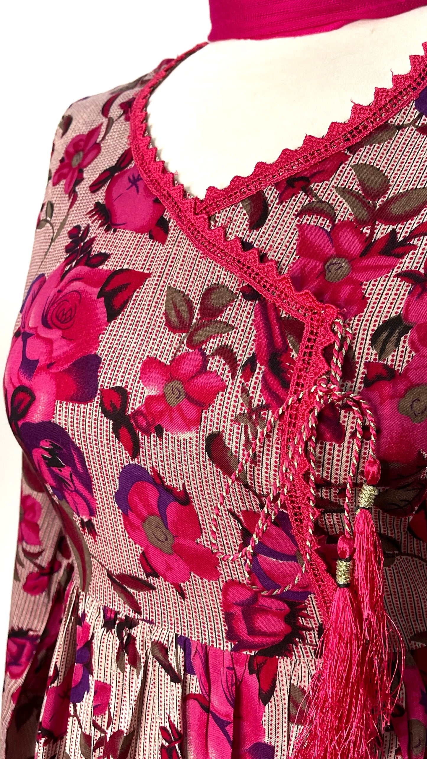 Pink 3 Piece Linen Floral Print Dress (6577919852728)