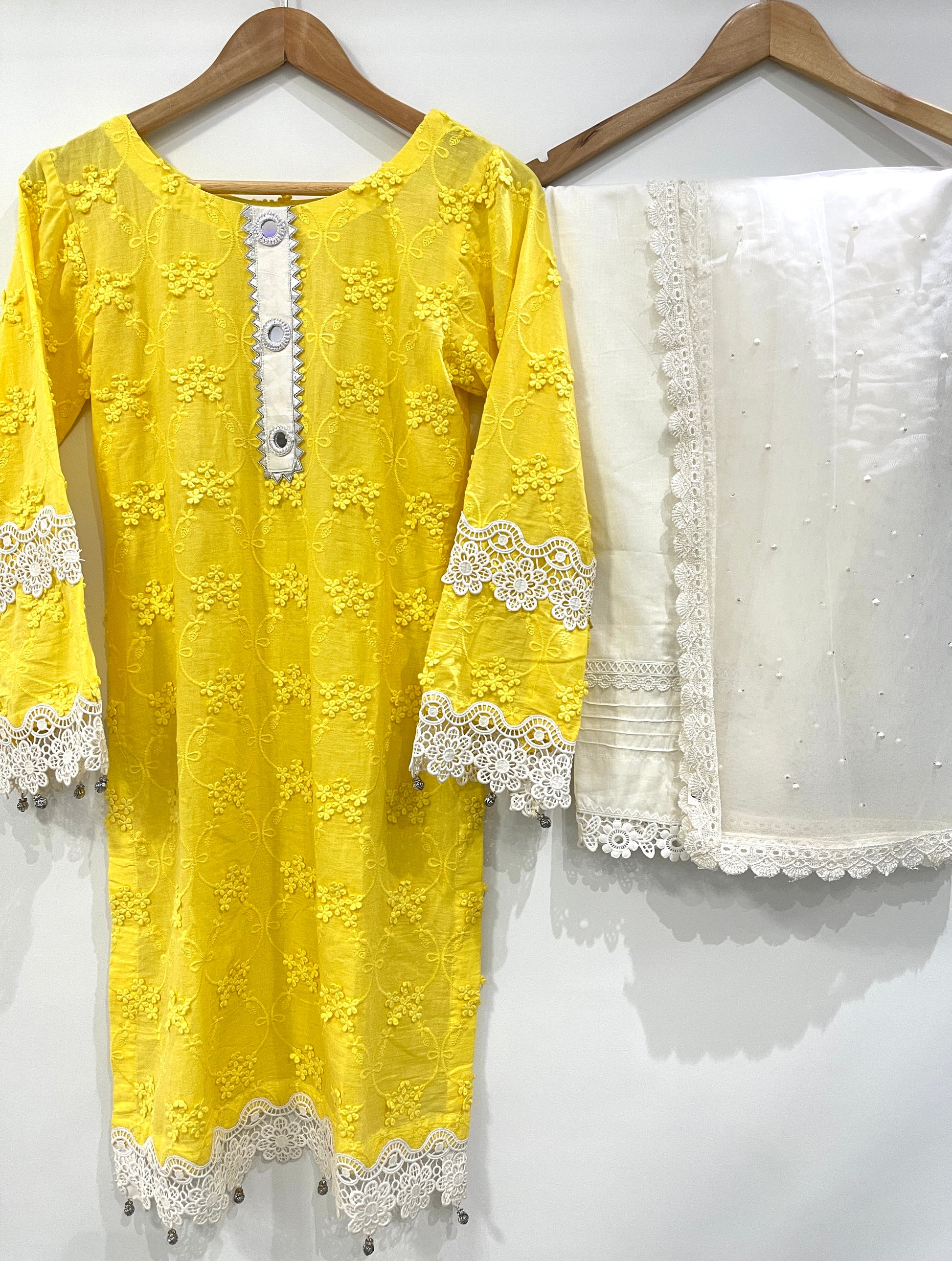 ALAYA - 3 Piece Lawn Suit with Lace and Mirror Details (6758254608568)