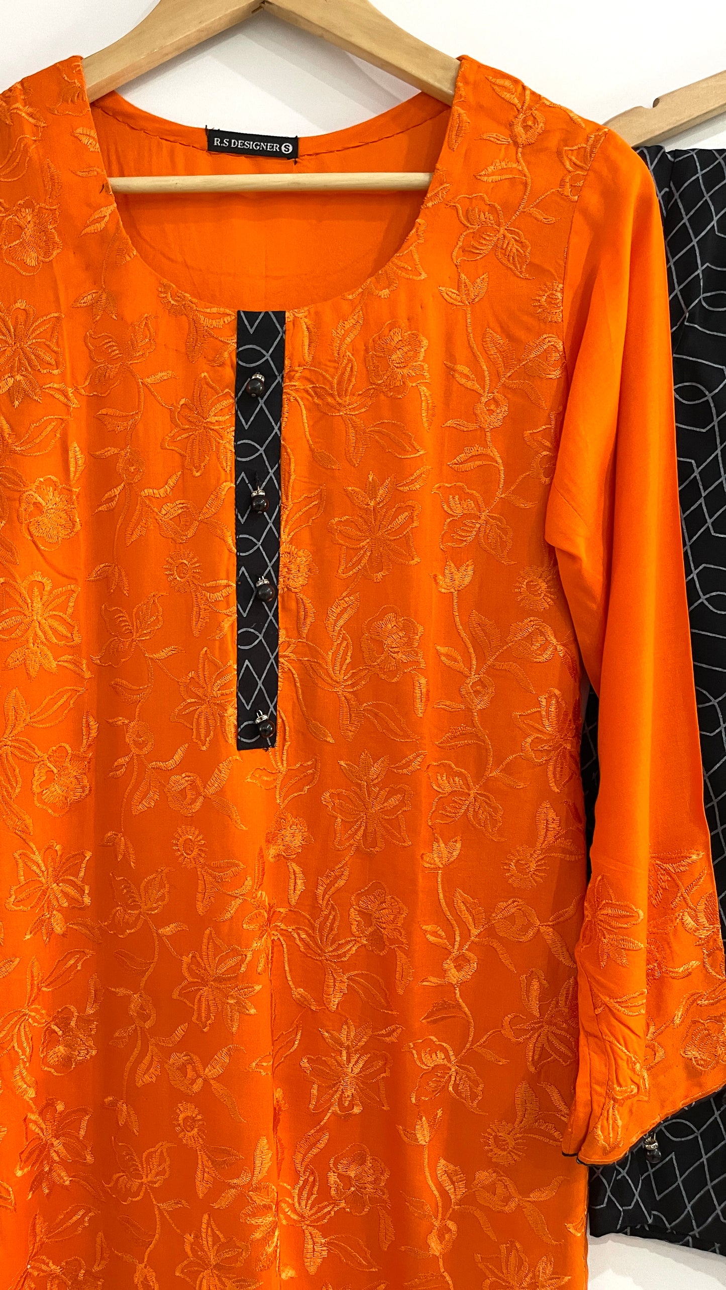 Orange 3 Piece Embroidered Linen Suit (6934528524472)