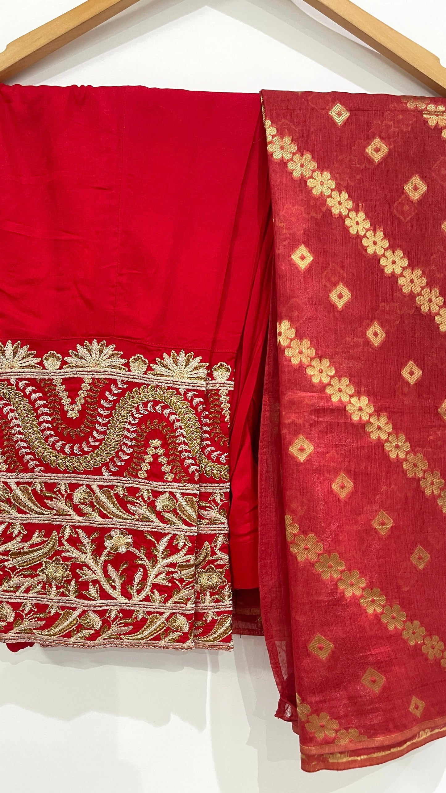3 Piece ANAYA Inspired Red Embroidered Suit (6600607203512)