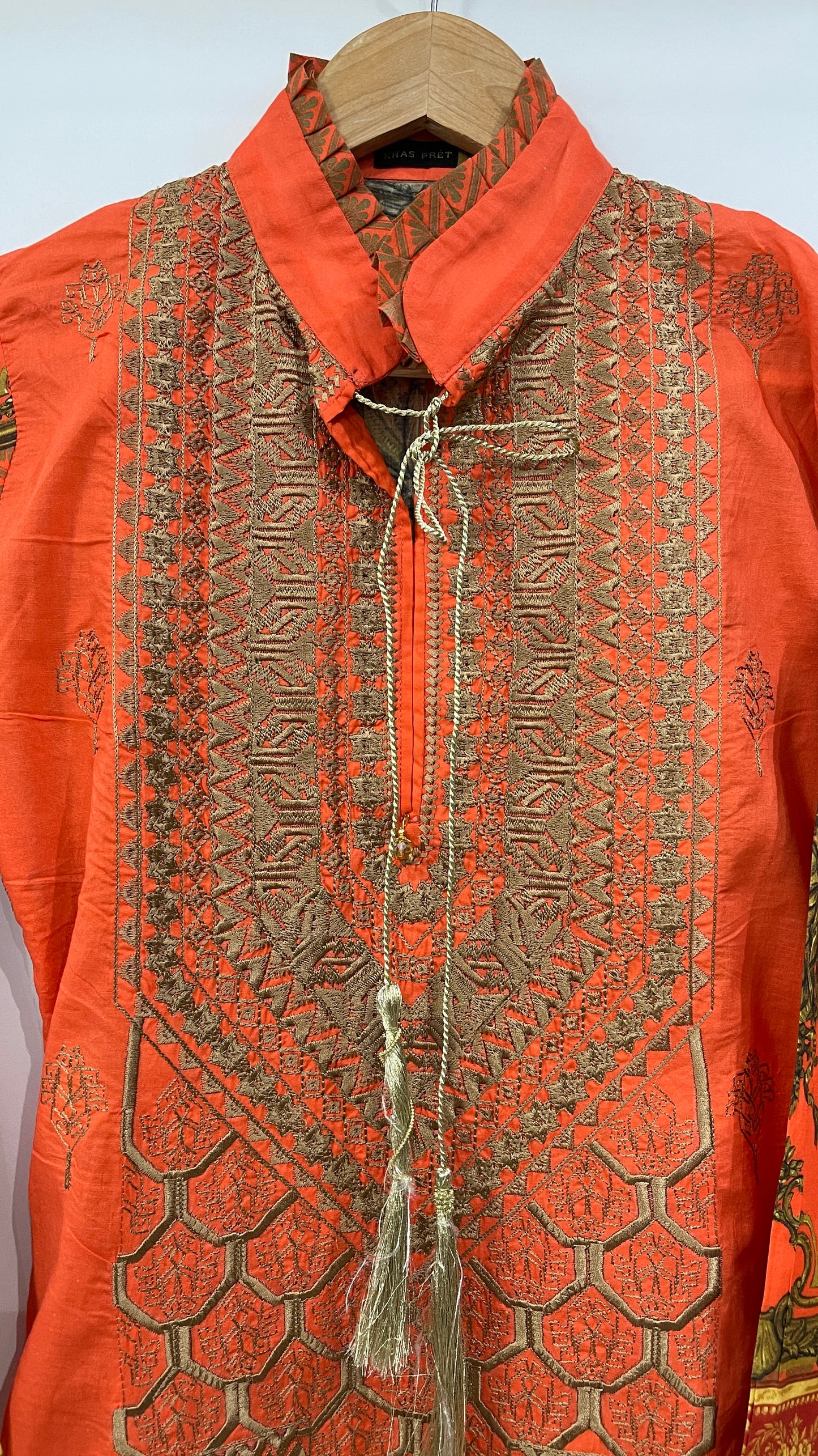 Original KHAS 3 Piece Orange Lawn Suit with Printed Dupatta (7874071724245)