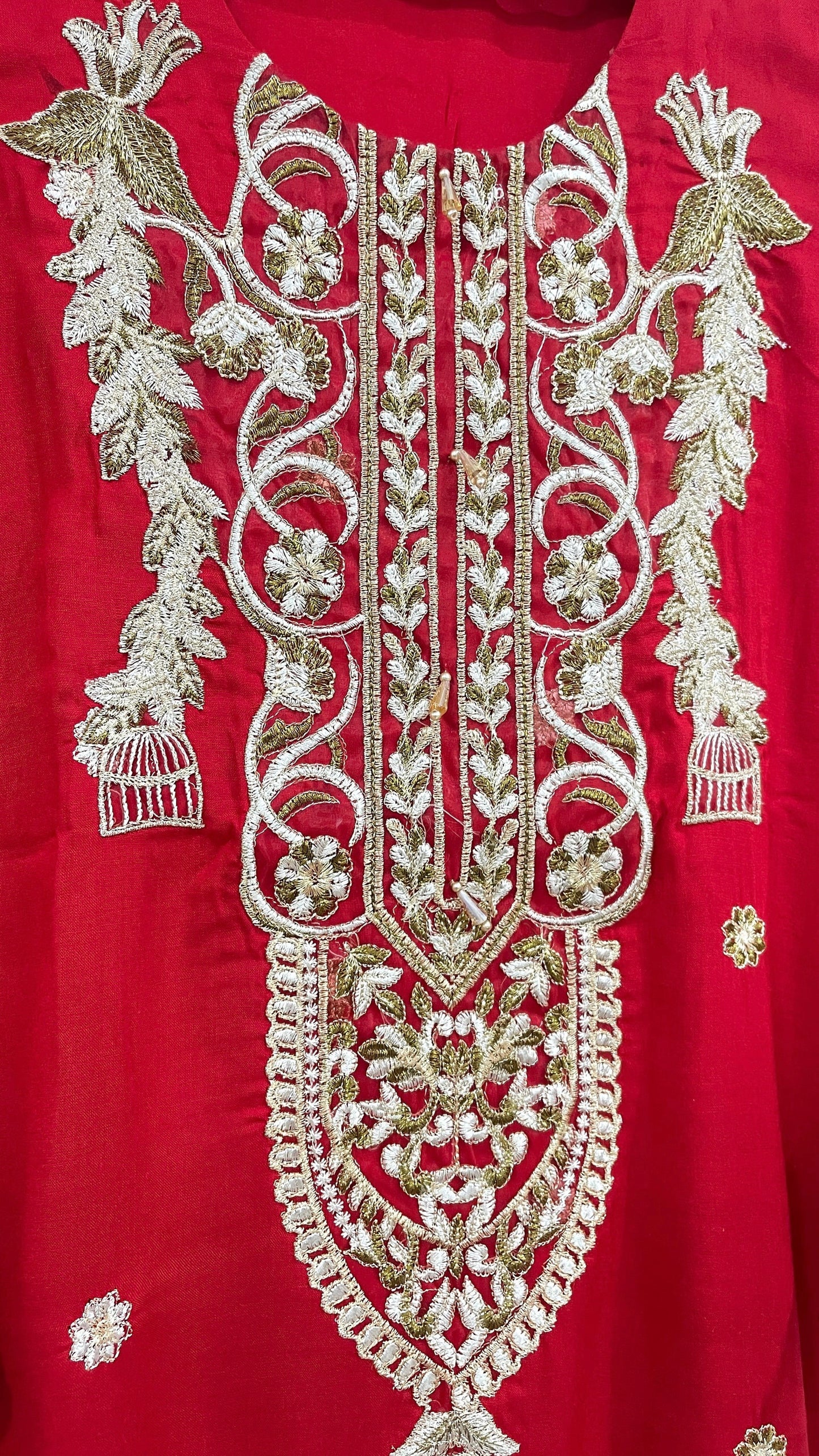 3 Piece ANAYA Inspired Red Embroidered Suit (6600607203512)