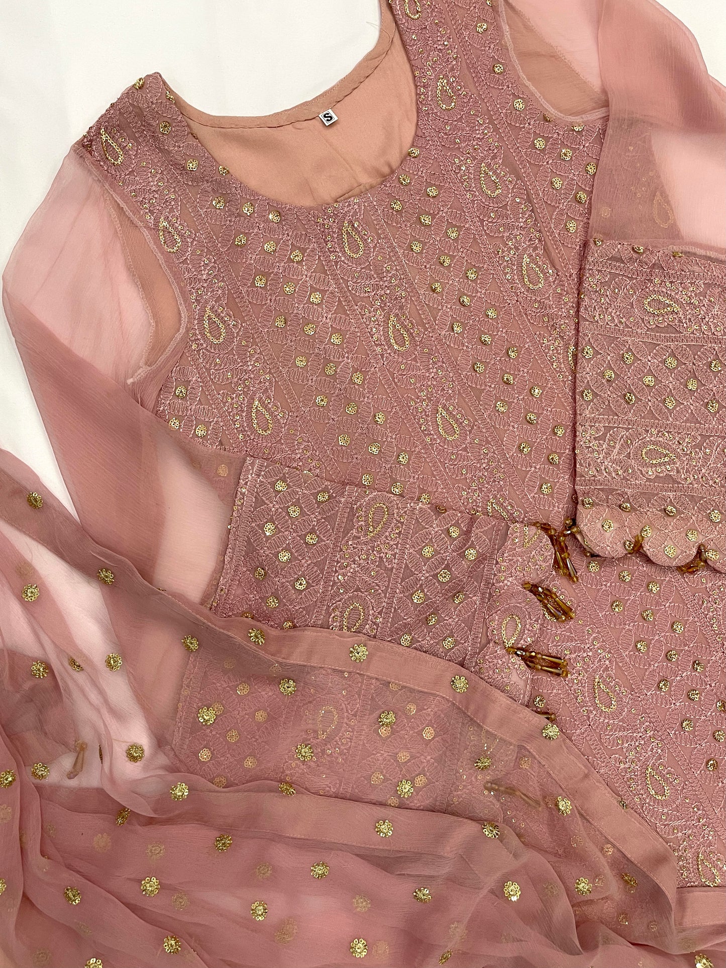 FAIZA - 3 Piece Pink Chikankari Chiffon Suit with Pure Chiffon Dupatta (7462993789141)