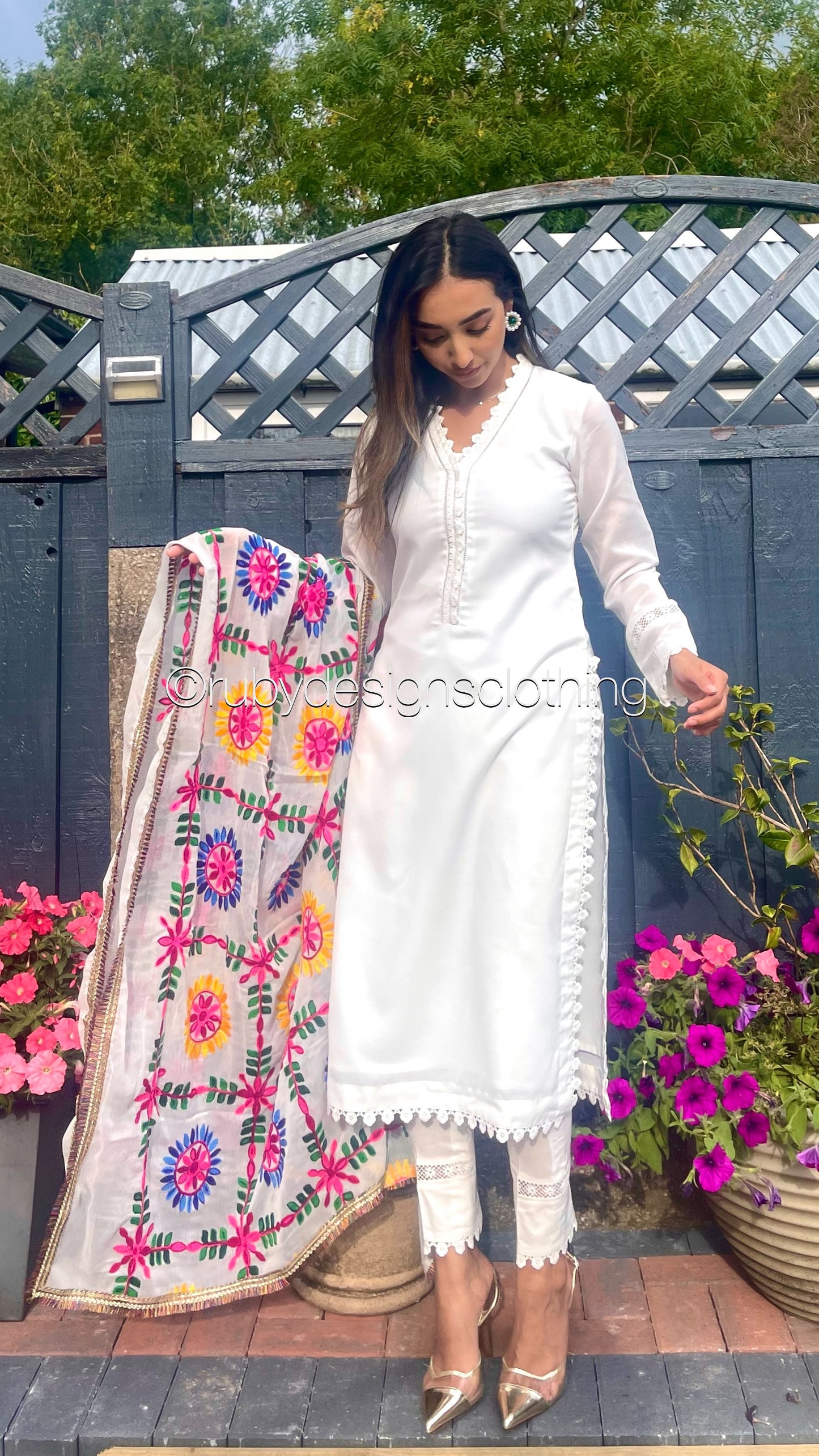 ESHA - 3 Piece White Swiss Lawn Suit with Pulkhari Dupatta (8025145540821)