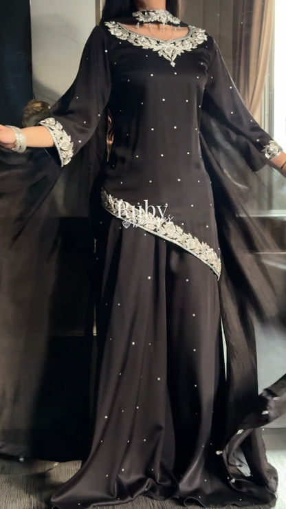 RANI Noir - 3 Piece Luxury Silk Suit with Matching Bag