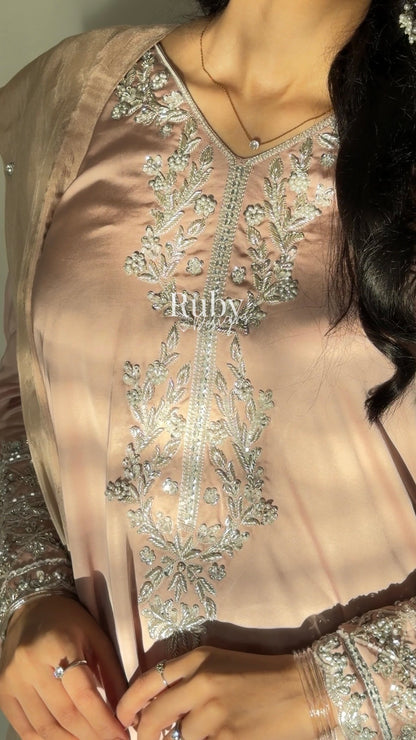 EMAAN - 3 Piece Luxury Silk Suit with Hand Work