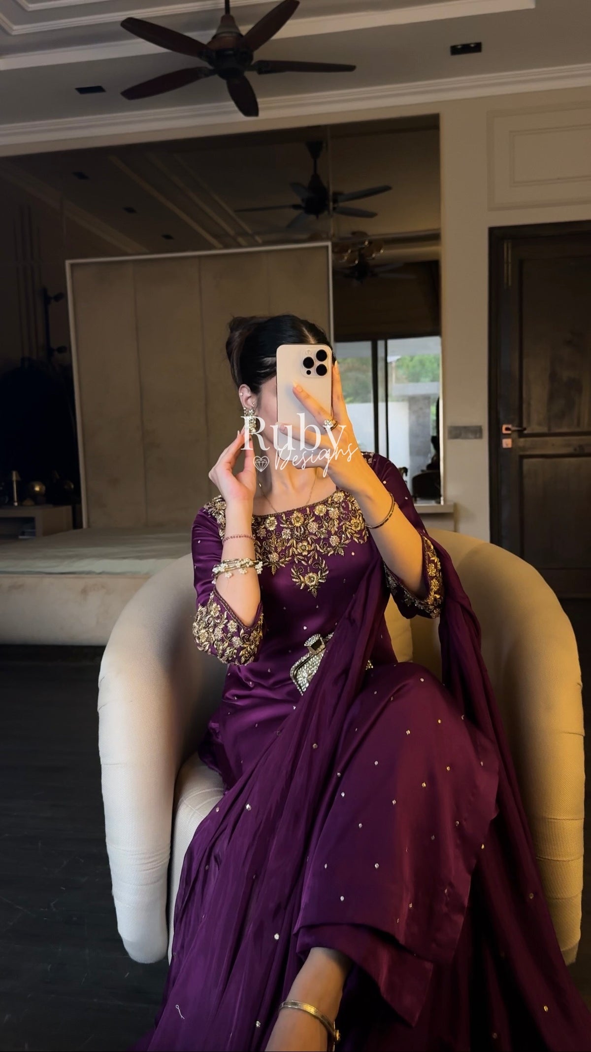 HANIA Plum - 3 Piece Silk Suit with Straight Trouser