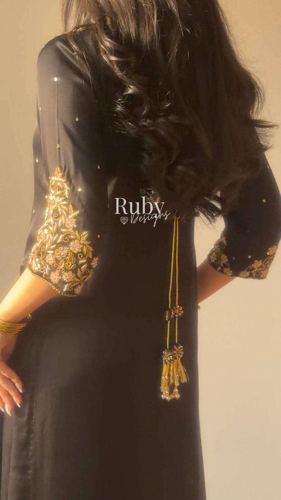 HANIA Noir - 3 Piece Silk Suit with Straight Trouser