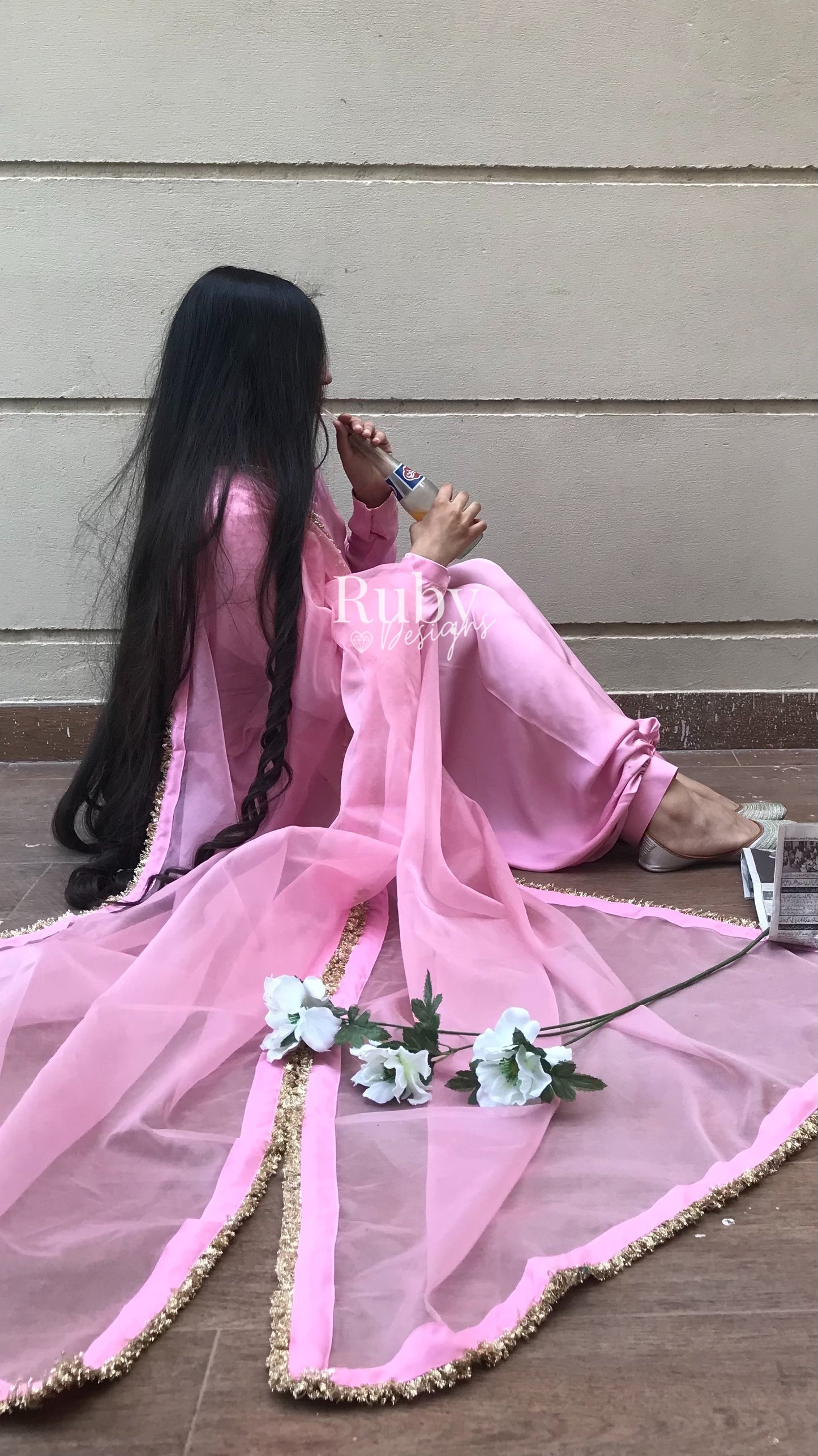 AMELLE Blush - 3 Piece Silk Suit with Balloon Pants