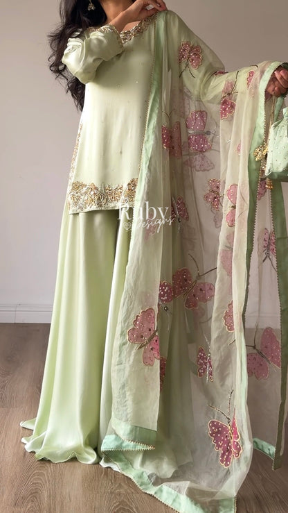 AENA Fern - 4 Piece Silk Suit with Matching Potli Bag