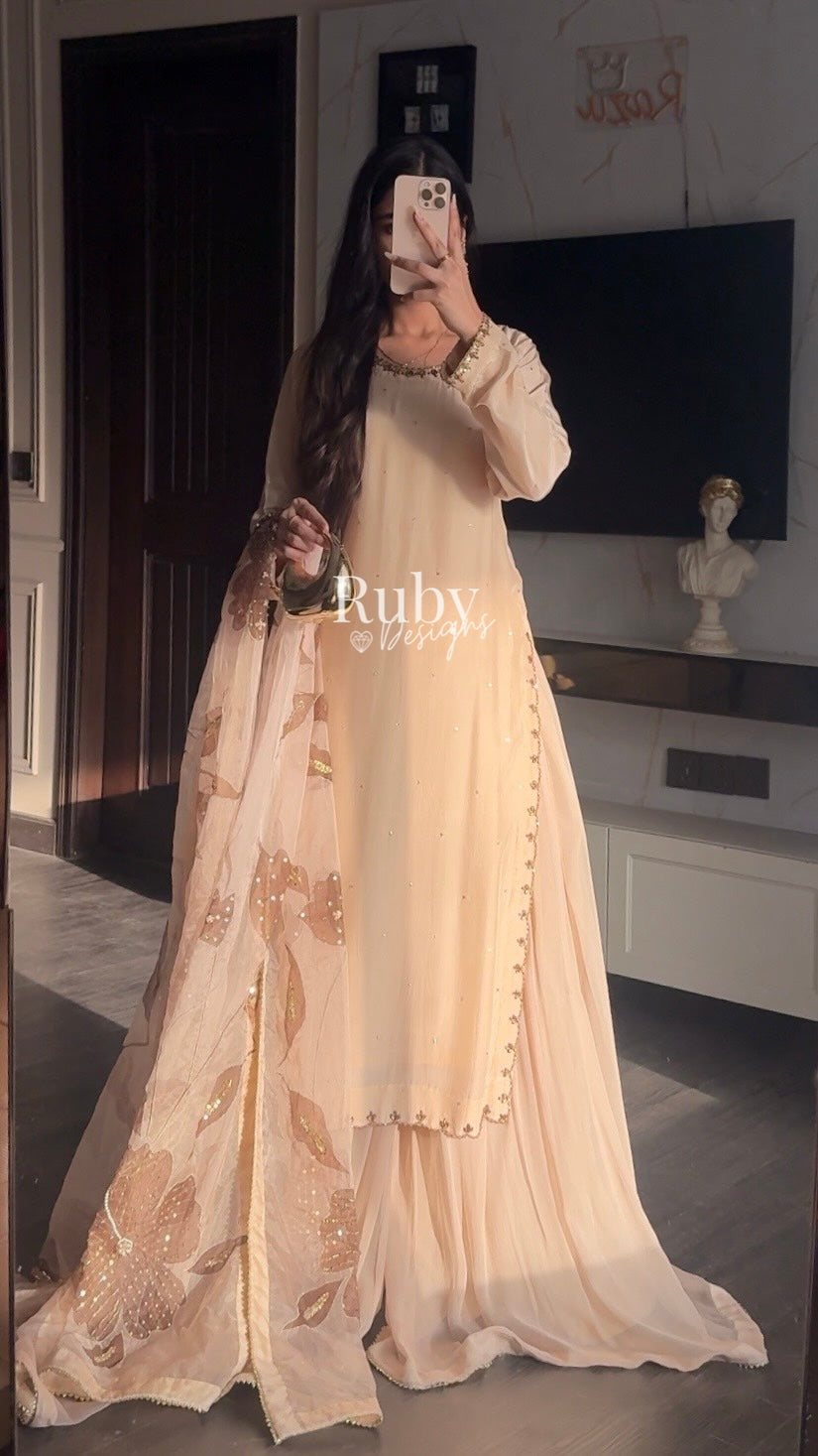 HEER - 3 Piece Silk Suit with Handpainted Dupatta
