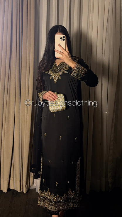 MAYSOON - 3 Piece Luxury Silk Suit with Hand Work