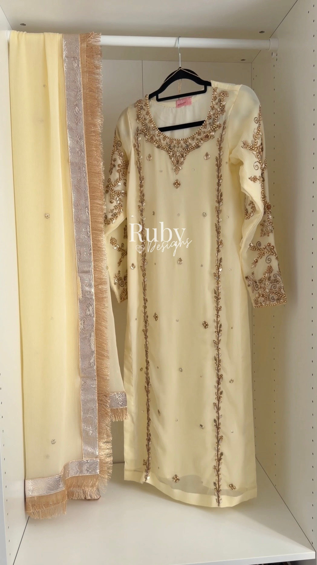 NAYRA Butter Silhouette 2 (Long Shirt) - 3 Piece Chiffon Suit with Trouser