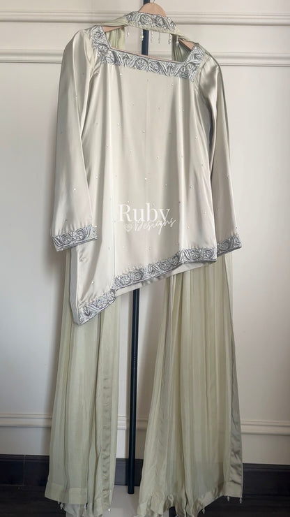PREITY Sage - 3 Piece Silk Suit with Matching Bag