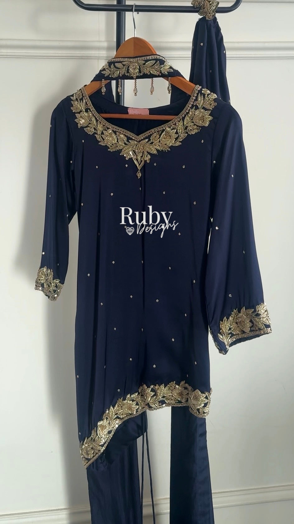 RANI Midnight - 3 Piece Luxury Silk Suit with Matching Bag